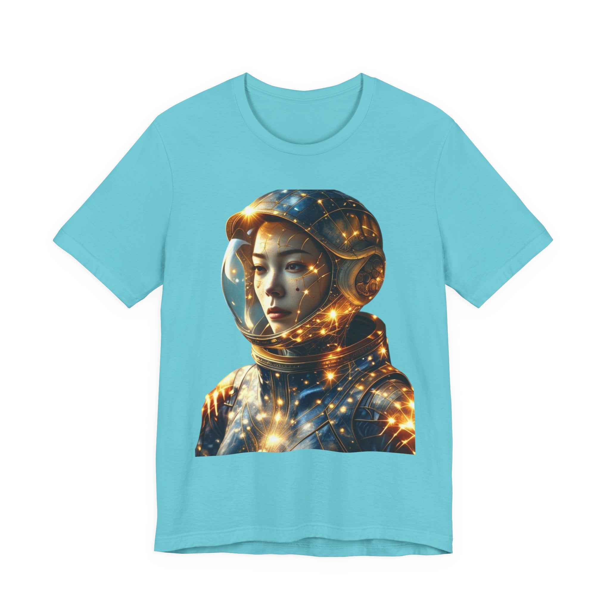 PRB Astronaut Portrait Tee — Starry Cosmic Helmet Graphic T-Shirt by Power Runs Black