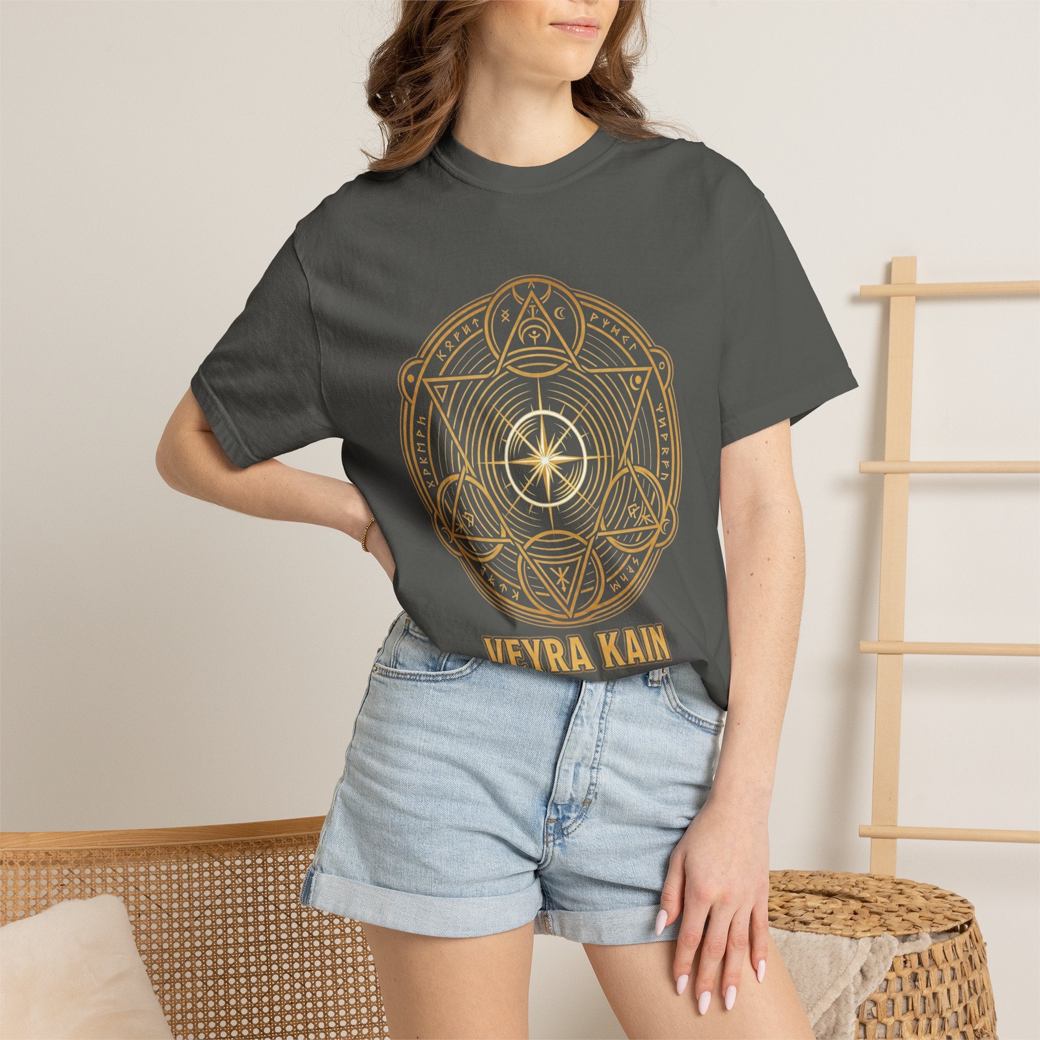 Power Runs Black PRB — Veyra Kain Geometric Sigil Tee with “Too Much Becomes Ruin” Graphic T-Shirt by Power Runs Black