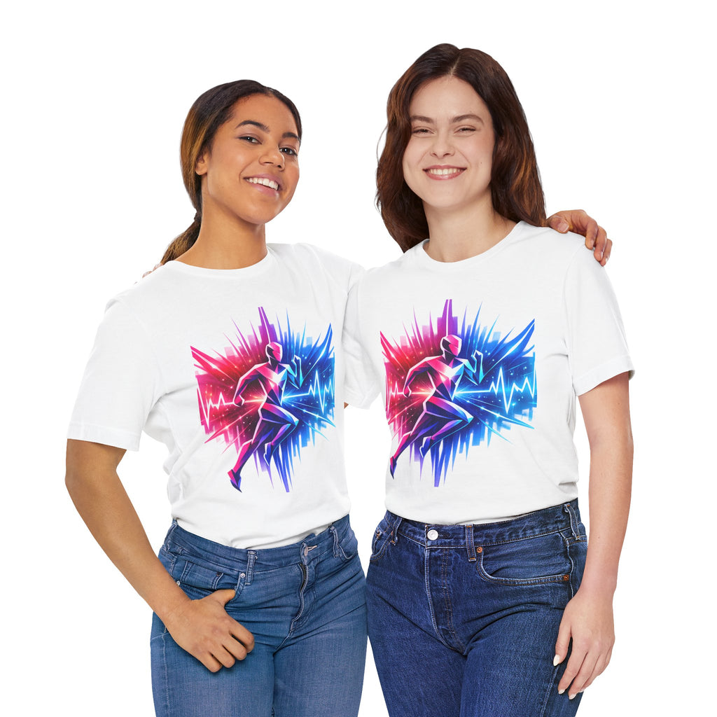 Power Runs Black PRB Running Pulse Graphic Tee — Neon Runner Heartbeat Sports T‑Shirt by Power Runs Black