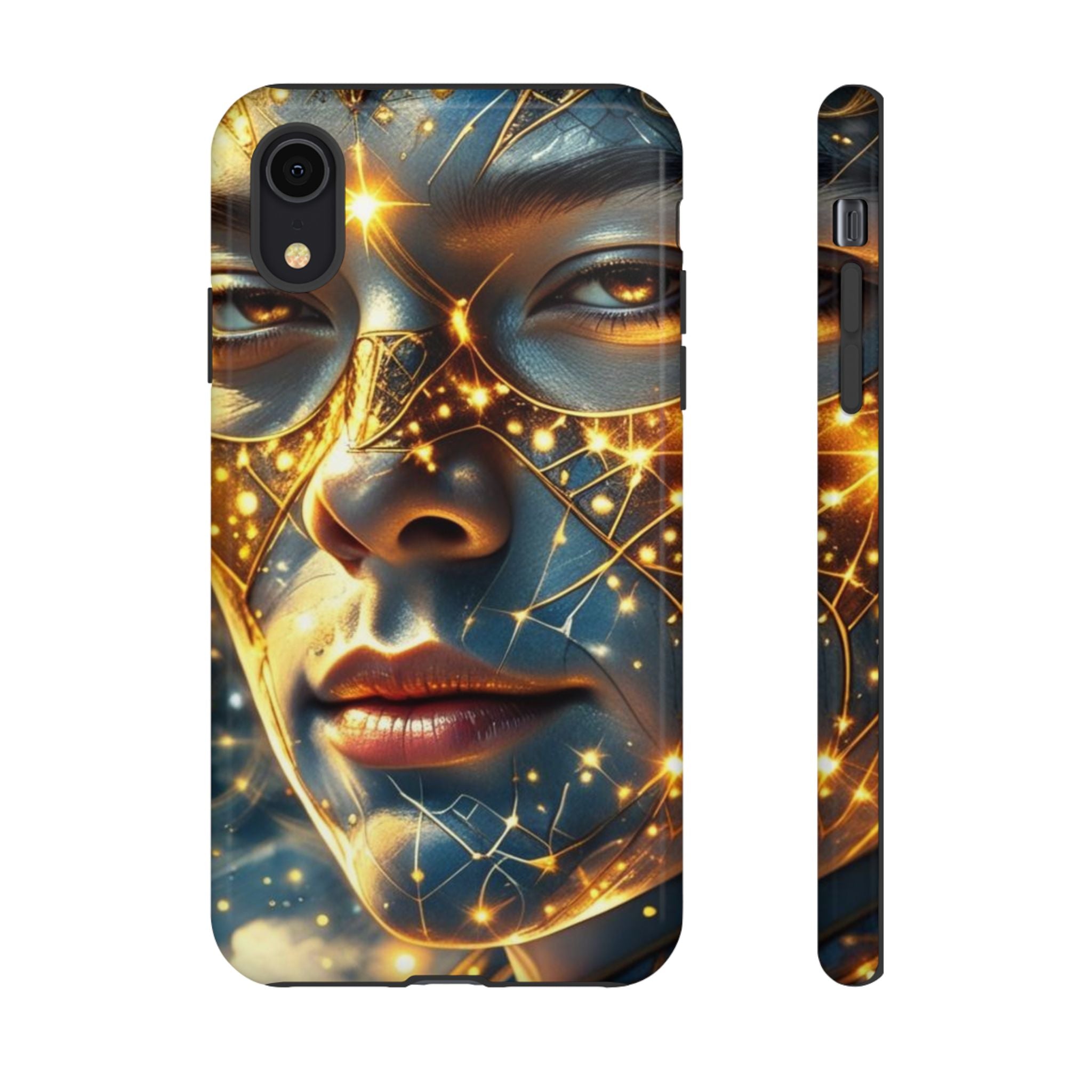 PRB Galactic Portrait Tough Case | Cosmic Face Phone Case, Starry Nebula Design by Power Runs Black