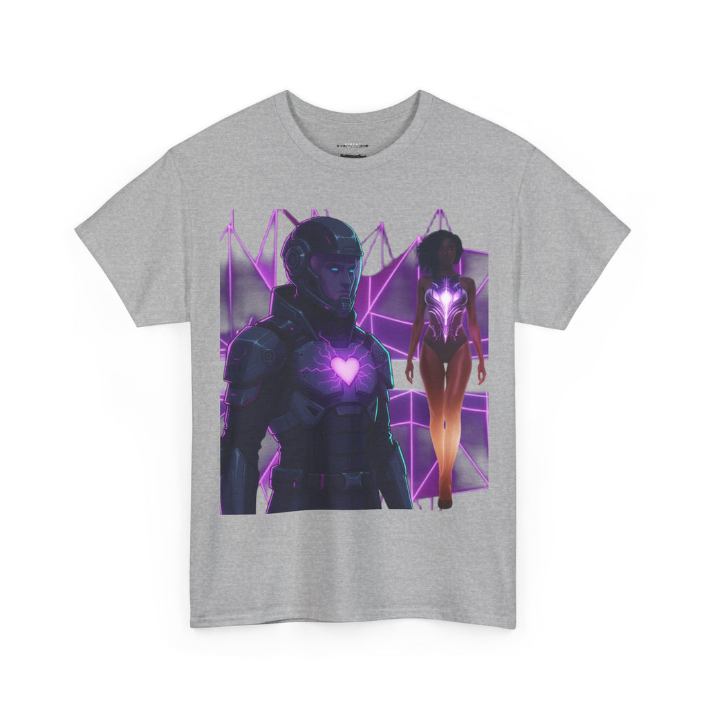 Power Run Black PRB Pretty Rich Bitch The Collection Purple Heart Cyberpunk Knight T-Shirt | Futuristic Armor Sci‑Fi Tee by Printify