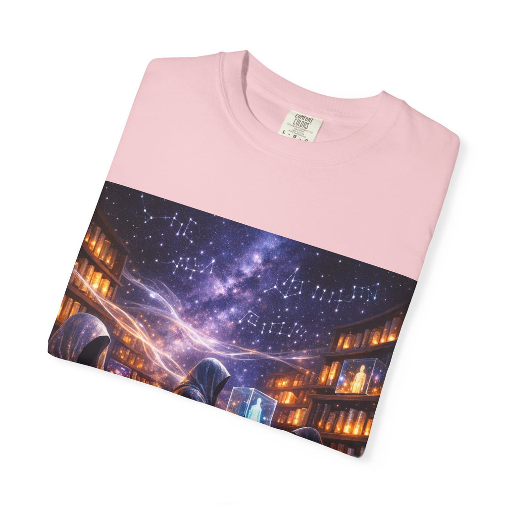 PRB Mystic Library Wizards T-Shirt — Cosmic Sorcerer Art Tee by Power Runs Black