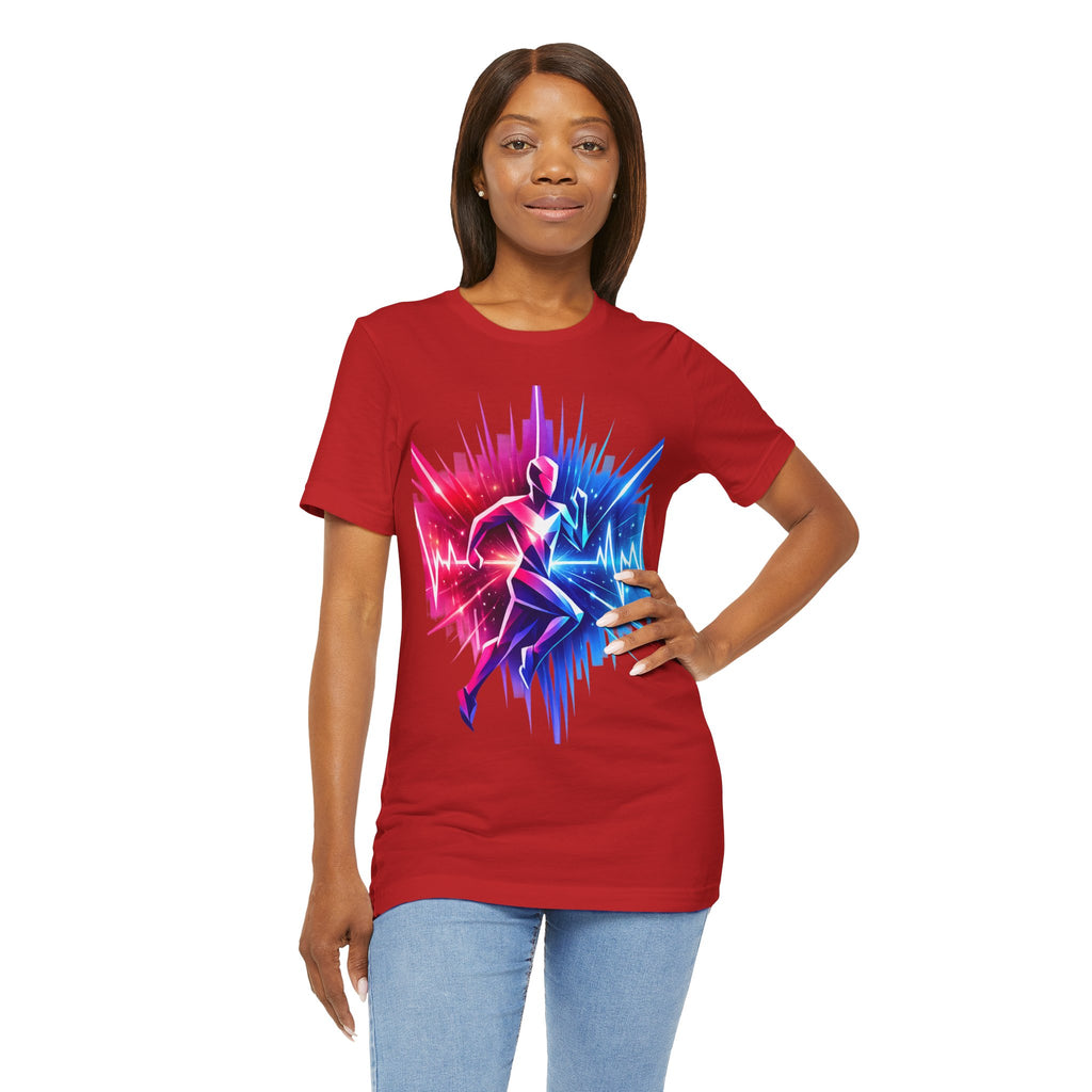 Power Runs Black PRB Running Pulse Graphic Tee — Neon Runner Heartbeat Sports T‑Shirt by Power Runs Black