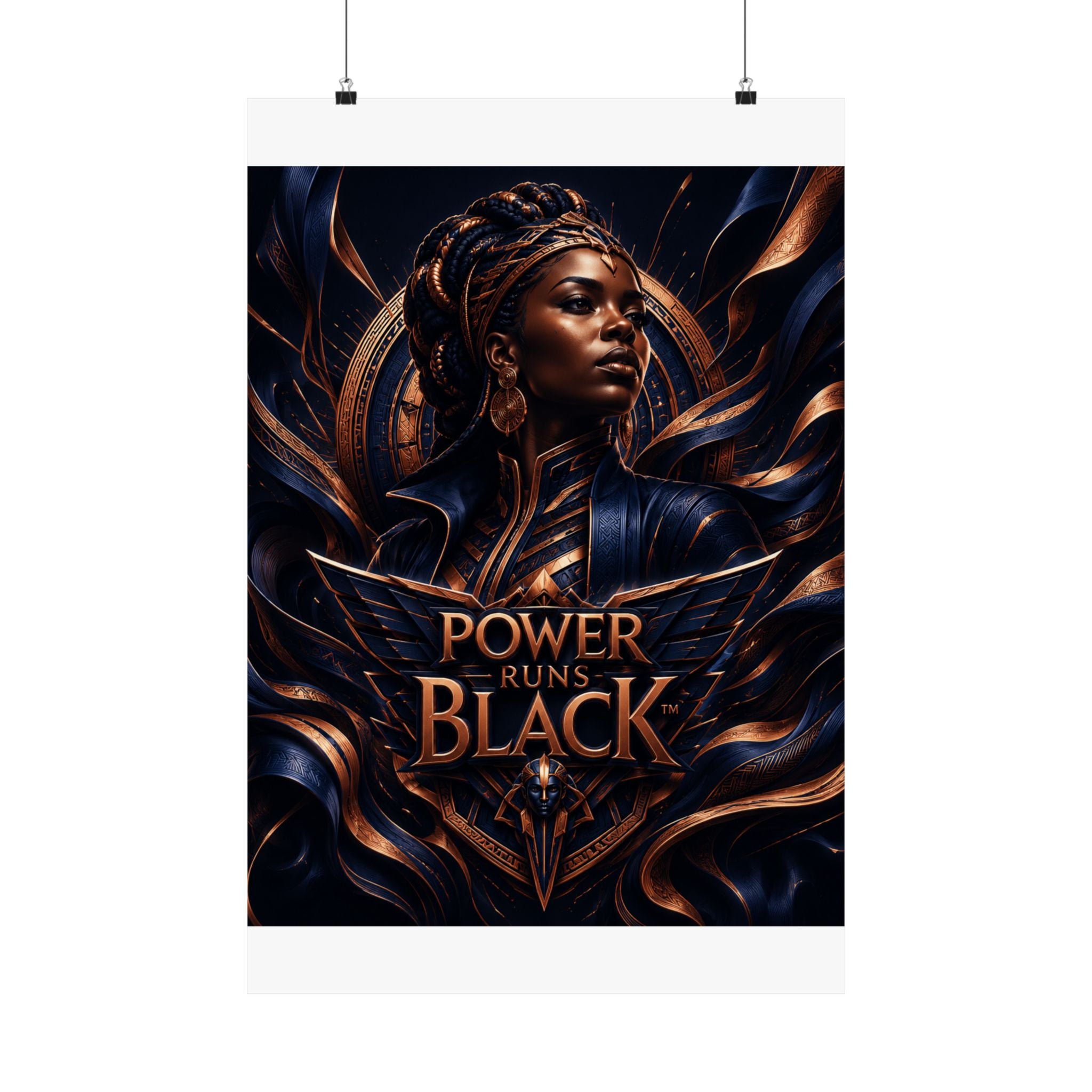 Power Runs Black Matte Poster — Afrocentric Inspirational Wall Art by Power Runs Black