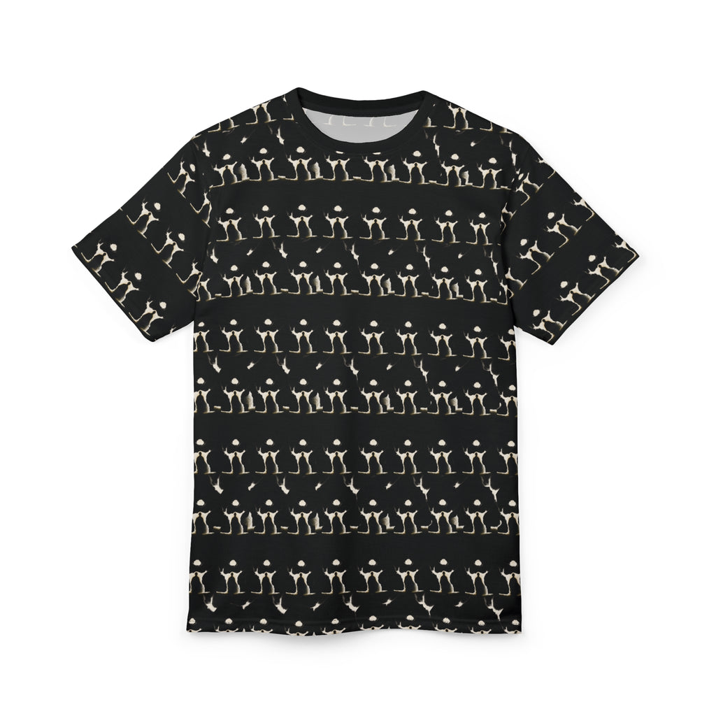 PRB Allover Black Skeleton Pattern Tee — Goth Halloween Cut & Sew Shirt by Printify