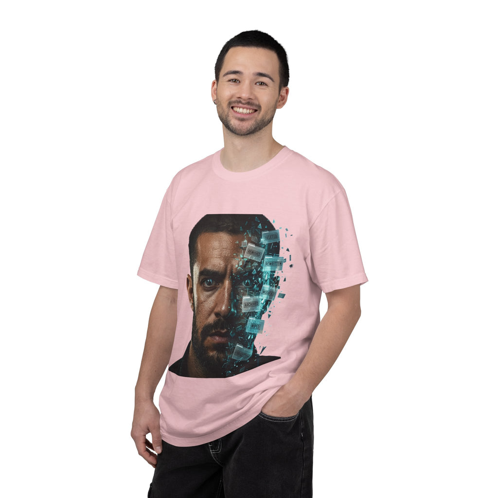 Syndication Loop Cyberpunk Portrait Tee — Tech-Noir Graphic T-Shirt | Power Runs Black by Printify