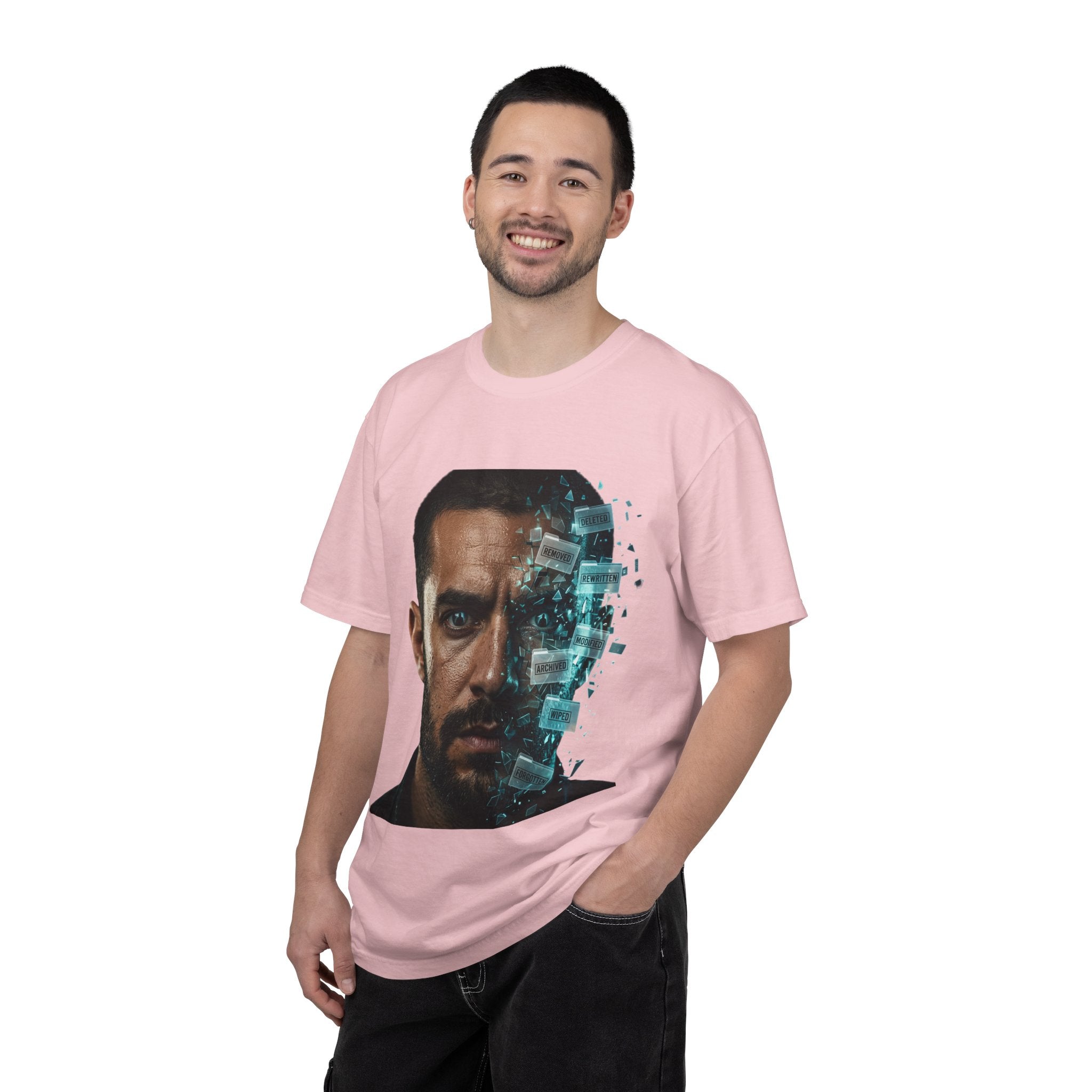 Syndication Loop Cyberpunk Portrait Tee — Tech-Noir Graphic T-Shirt | Power Runs Black by Printify