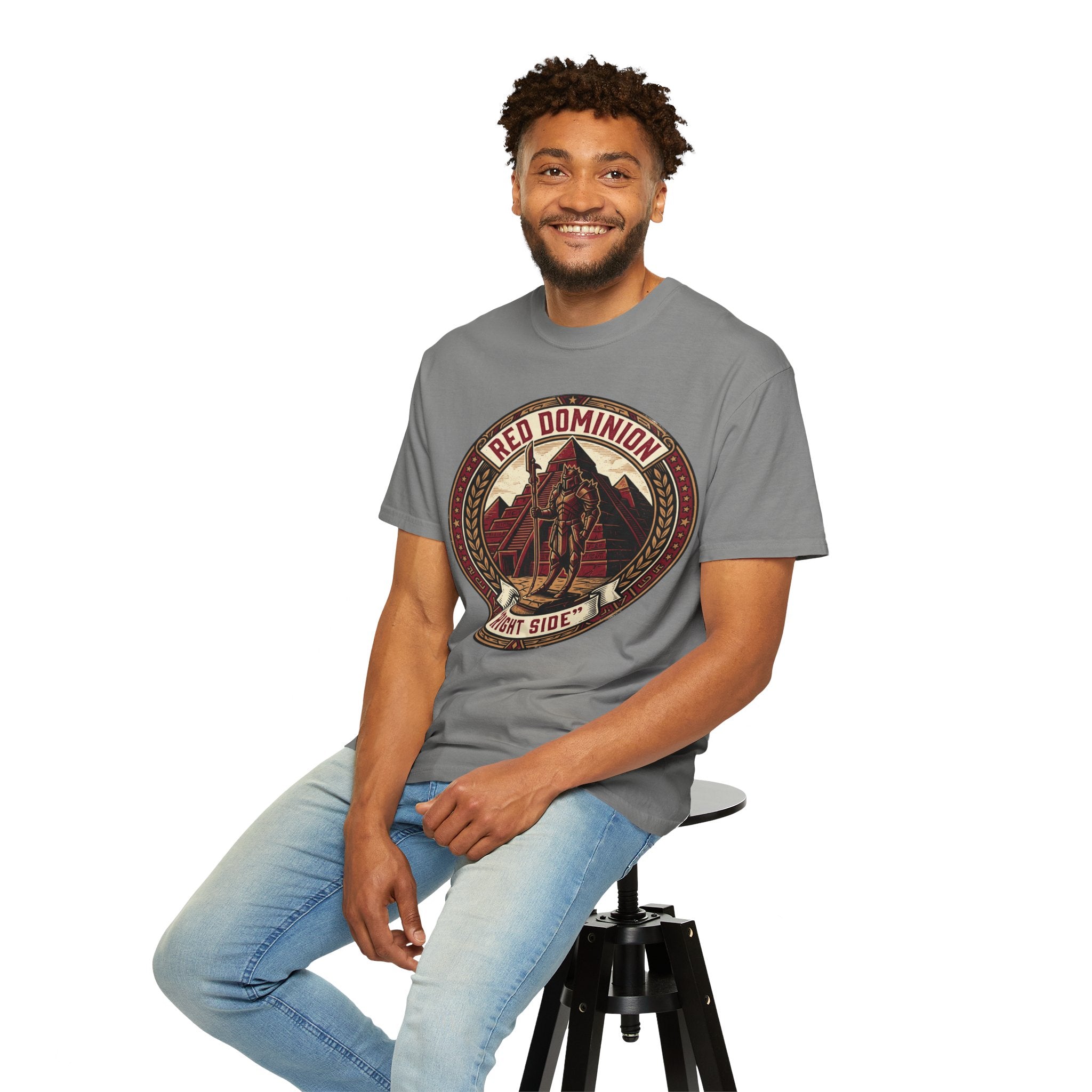 Power Runs Black PRB Red Dominion 'Right Side' Graphic T-Shirt by Printify
