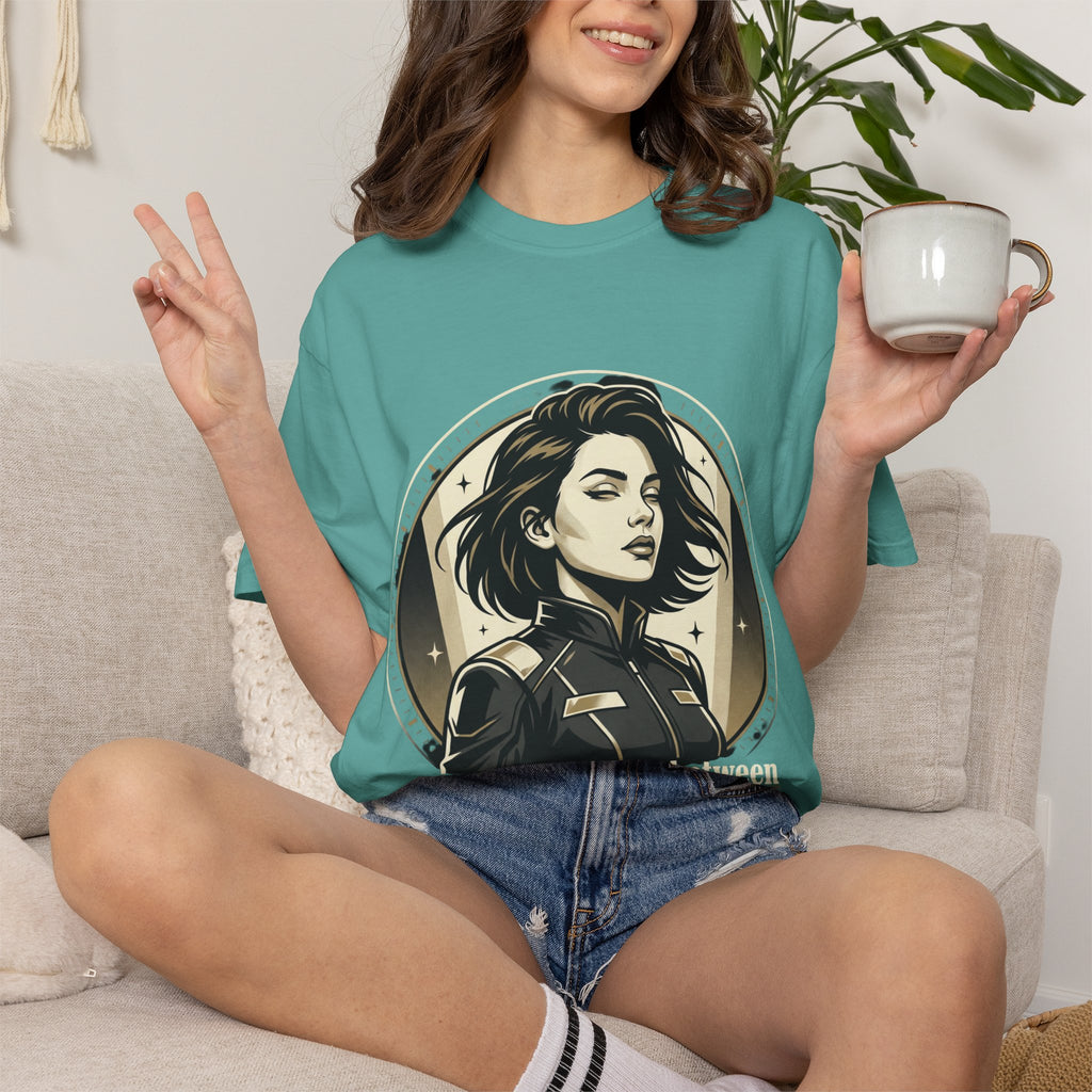 Power Runs Black Retro Space Captain Portrait T-Shirt — 'Fearless Commander' Graphic Tee by Power Runs Black