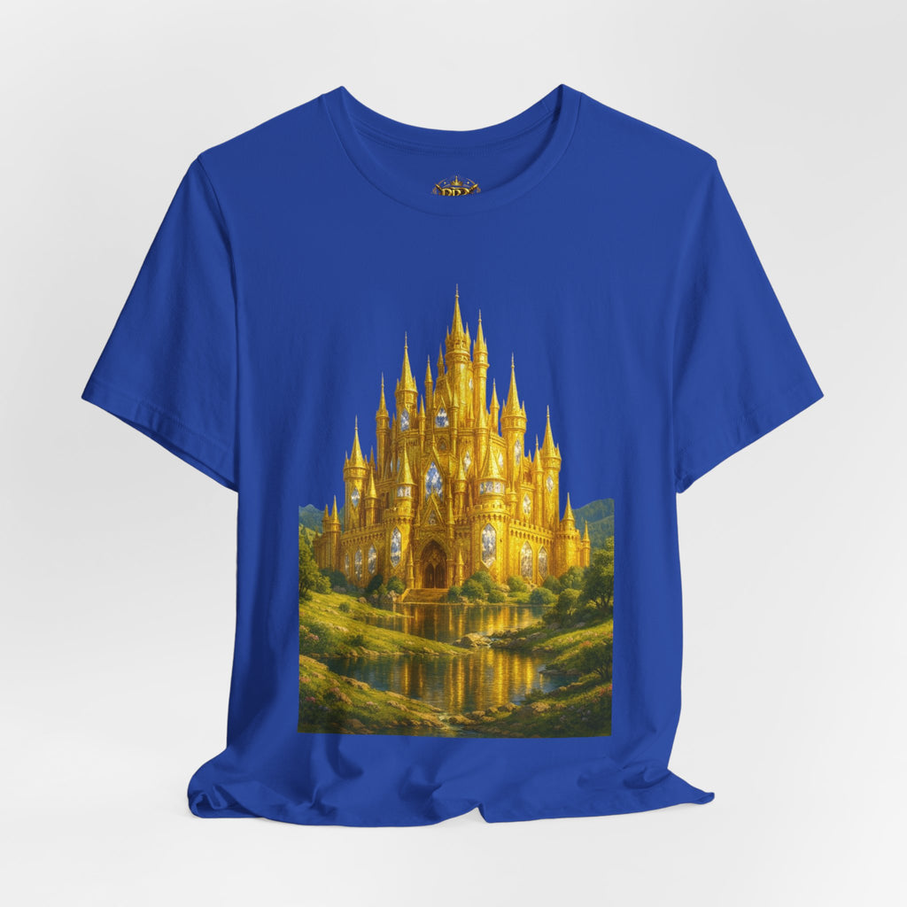 PRB Golden Fantasy Castle Tee | Magical Kingdom Illustration, Fairytale Scene by Power Runs Black