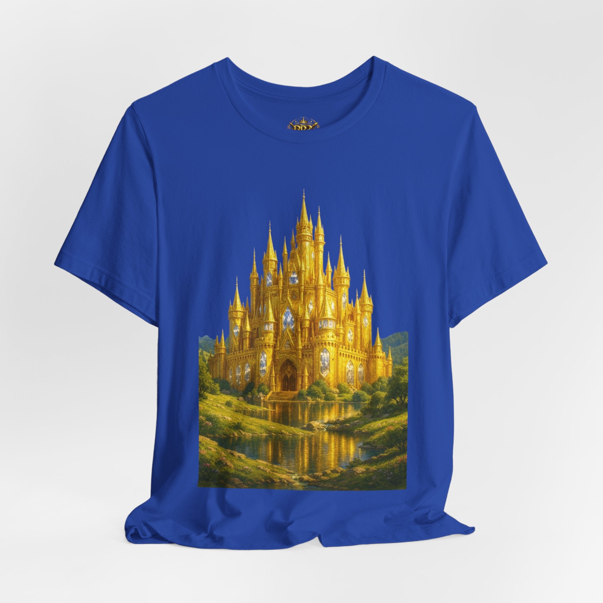 PRB Golden Fantasy Castle Tee | Magical Kingdom Illustration, Fairytale Scene by Power Runs Black