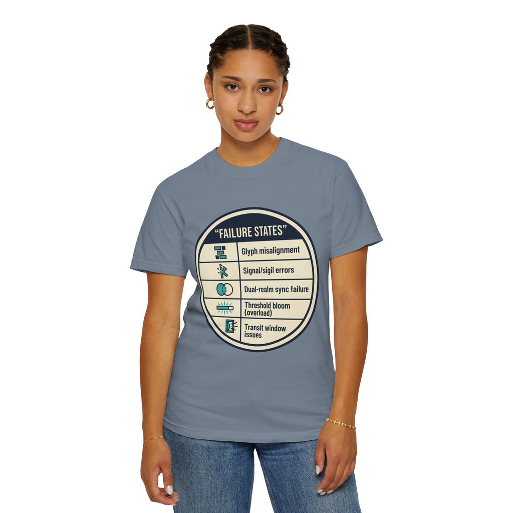 Power Runs Black PRB Failure States T-Shirt — Sci‑Fi Status Badge Graphic Tee by Power Runs Black