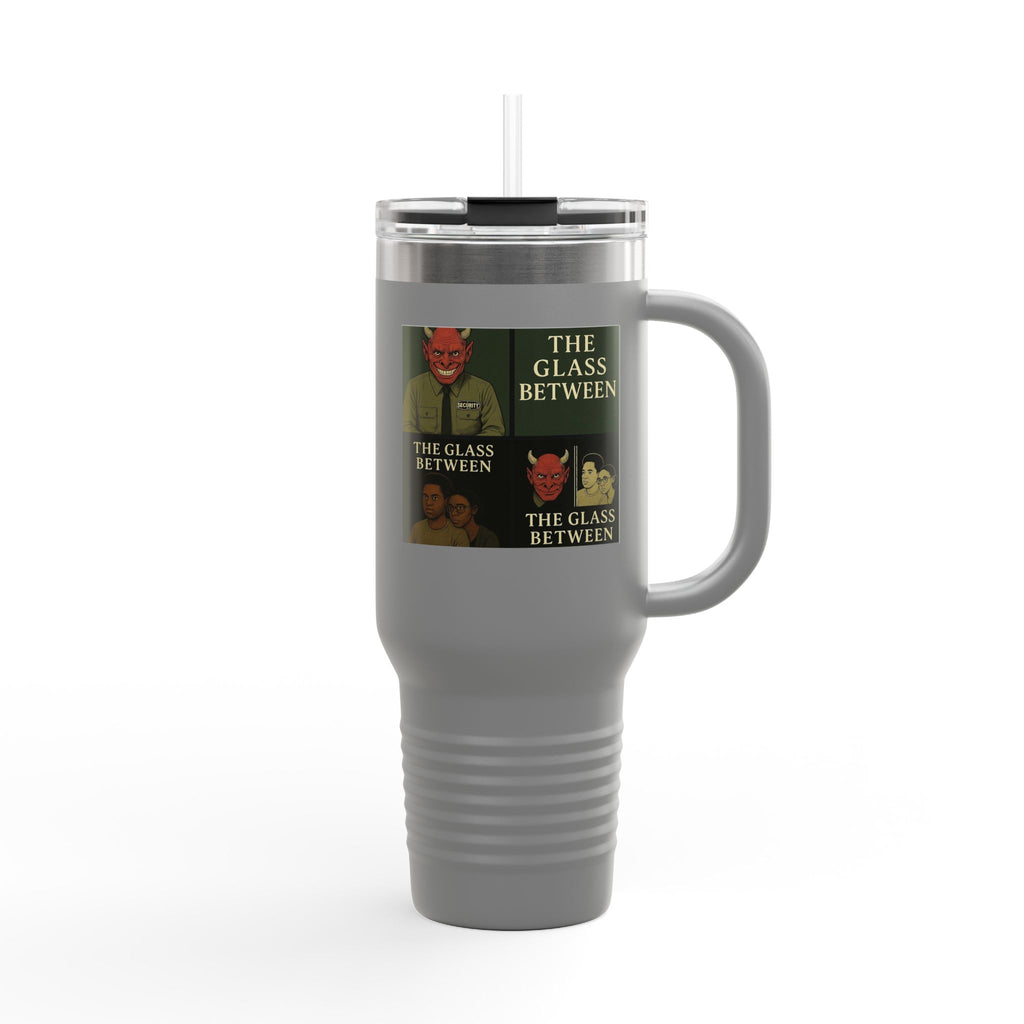 PRB The Glass Between collage travel mug | 40oz insulated tumbler by Printify