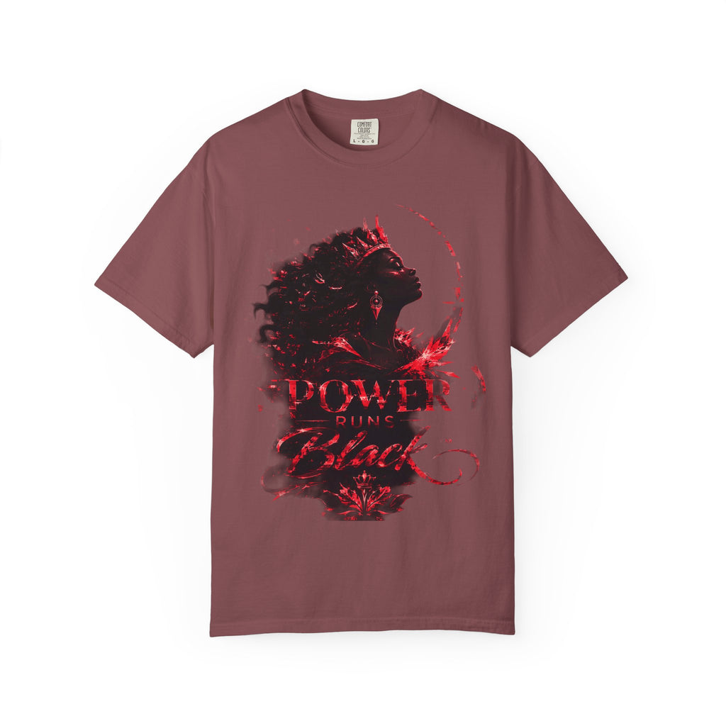 Power Runs Black Crown T-Shirt | Gothic Silhouette Artwork by Power Runs Black