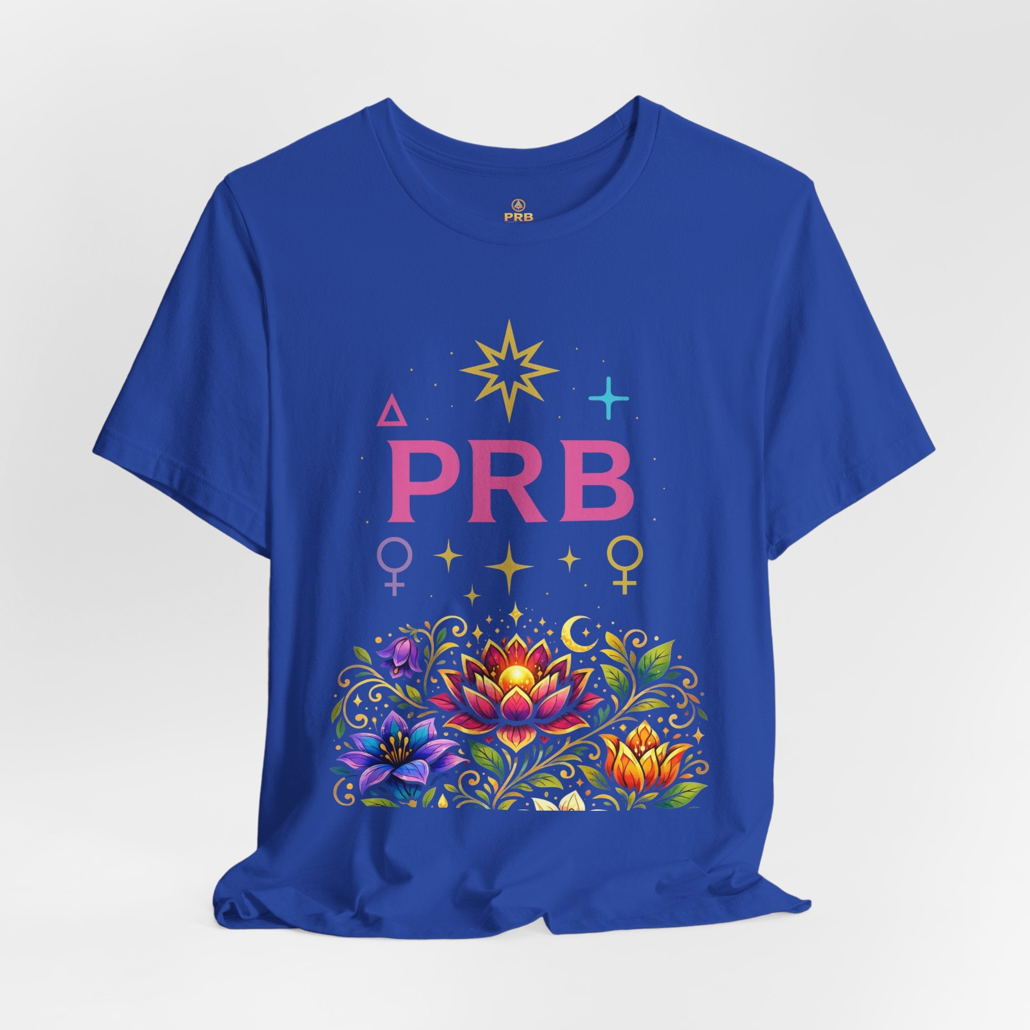 Pretty Rich Bitch The Collection by PRB Floral Lotus T‑Shirt — Colorful Spiritual Symbol Tee by Power Runs Black
