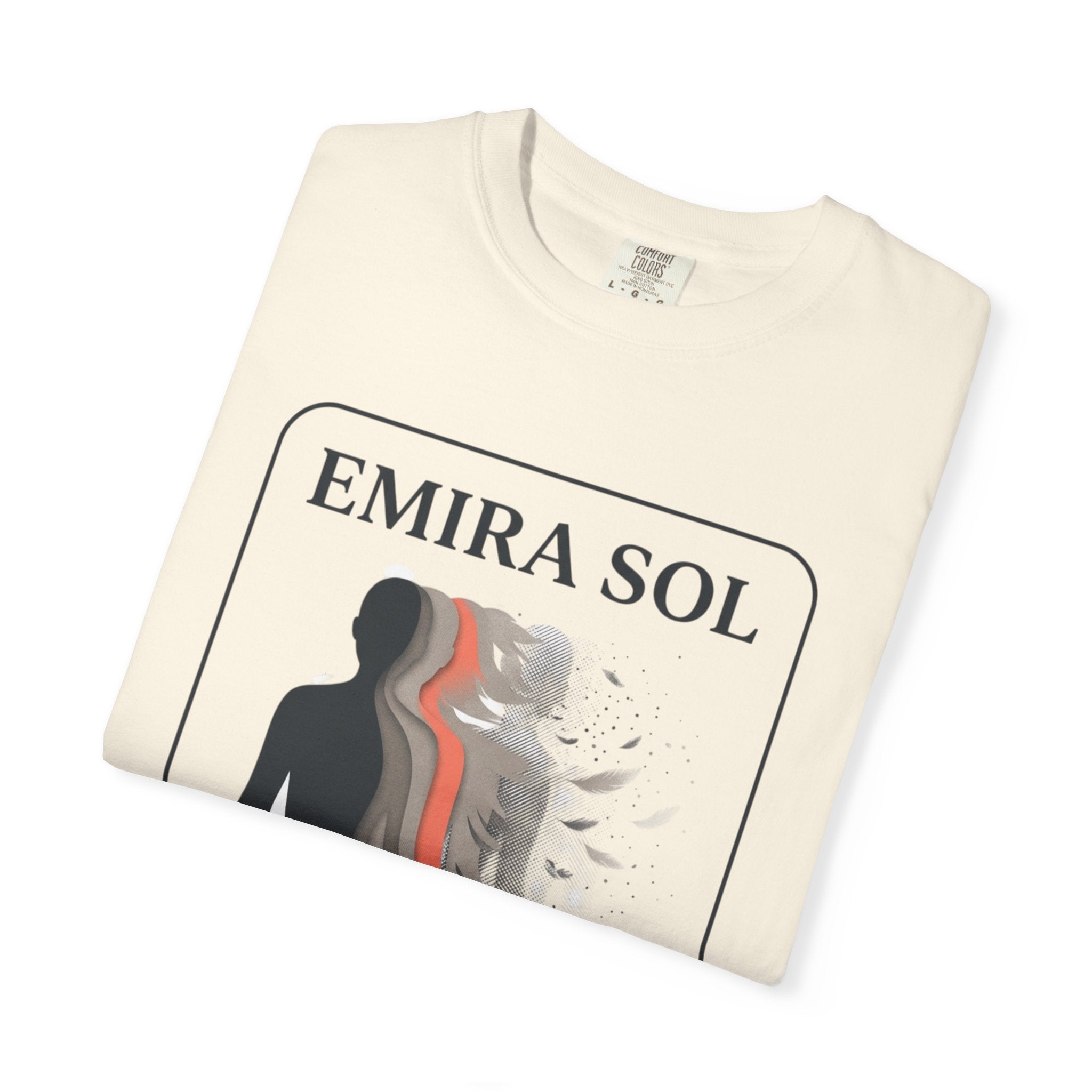 Power Runs Black PRB Emira Sol Graphic T-Shirt — Silhouette Art "Release Shadows" Tee by Printify