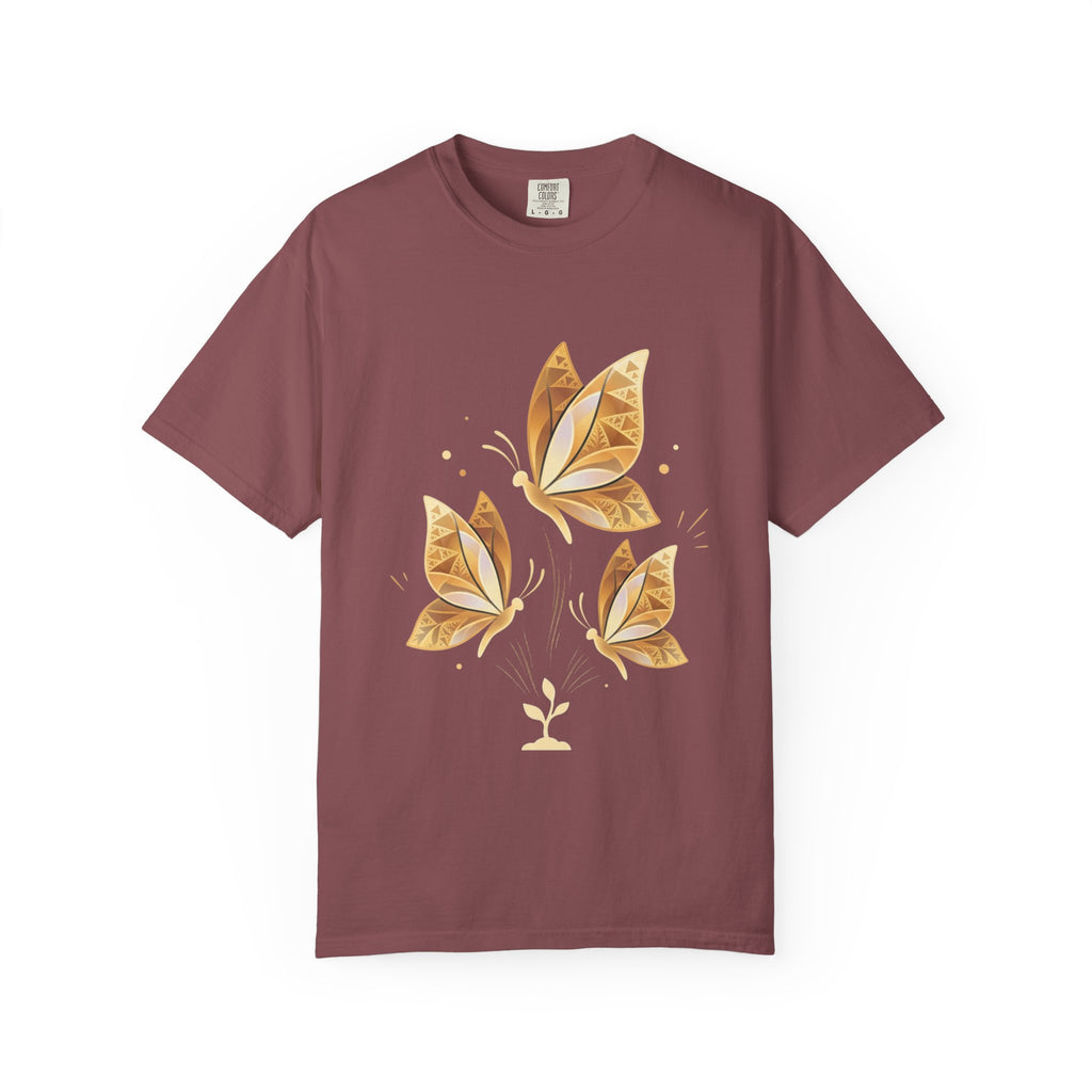 Autumn Leaf Trio T-Shirt | Vintage Garment-Dyed Fall Graphic Tee by Printify