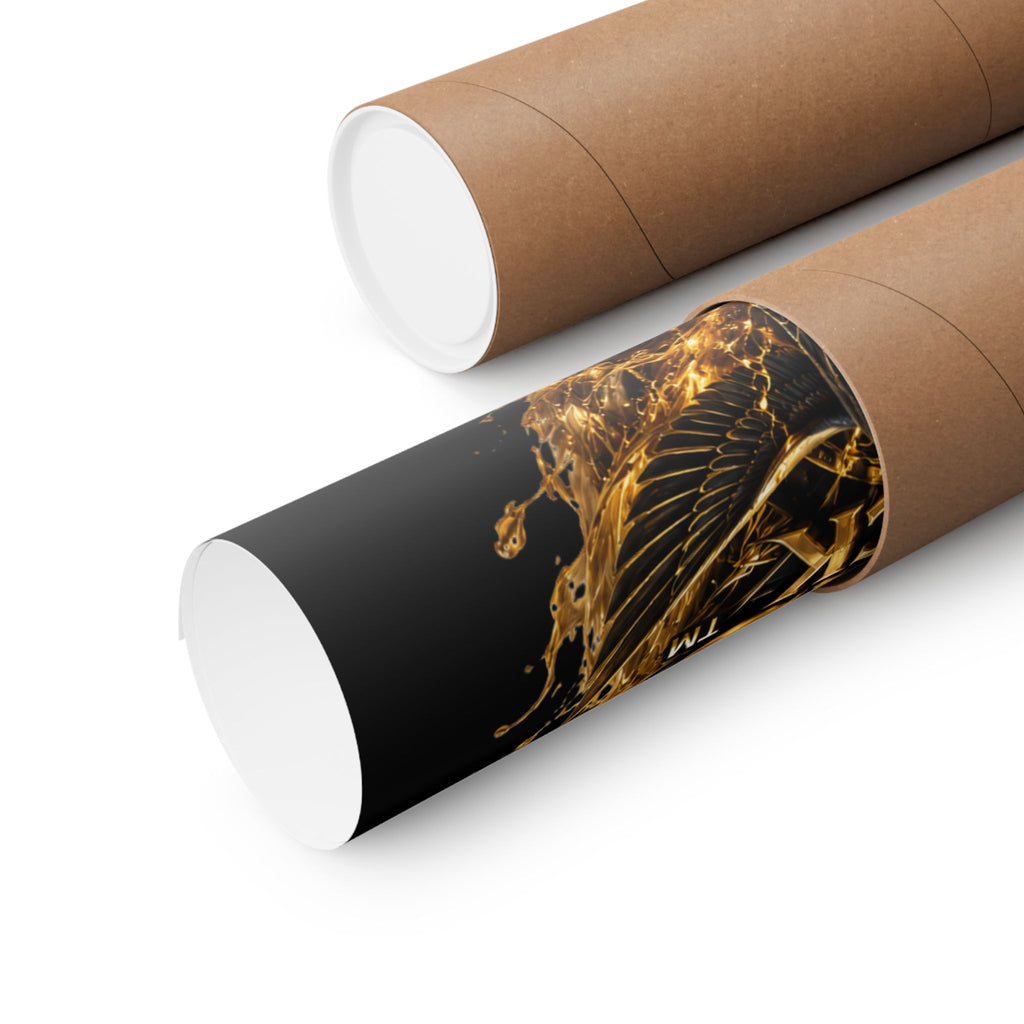 Power Runs Black Matte Poster — Afrocentric Gold Goddess Wall Art by Power Runs Black