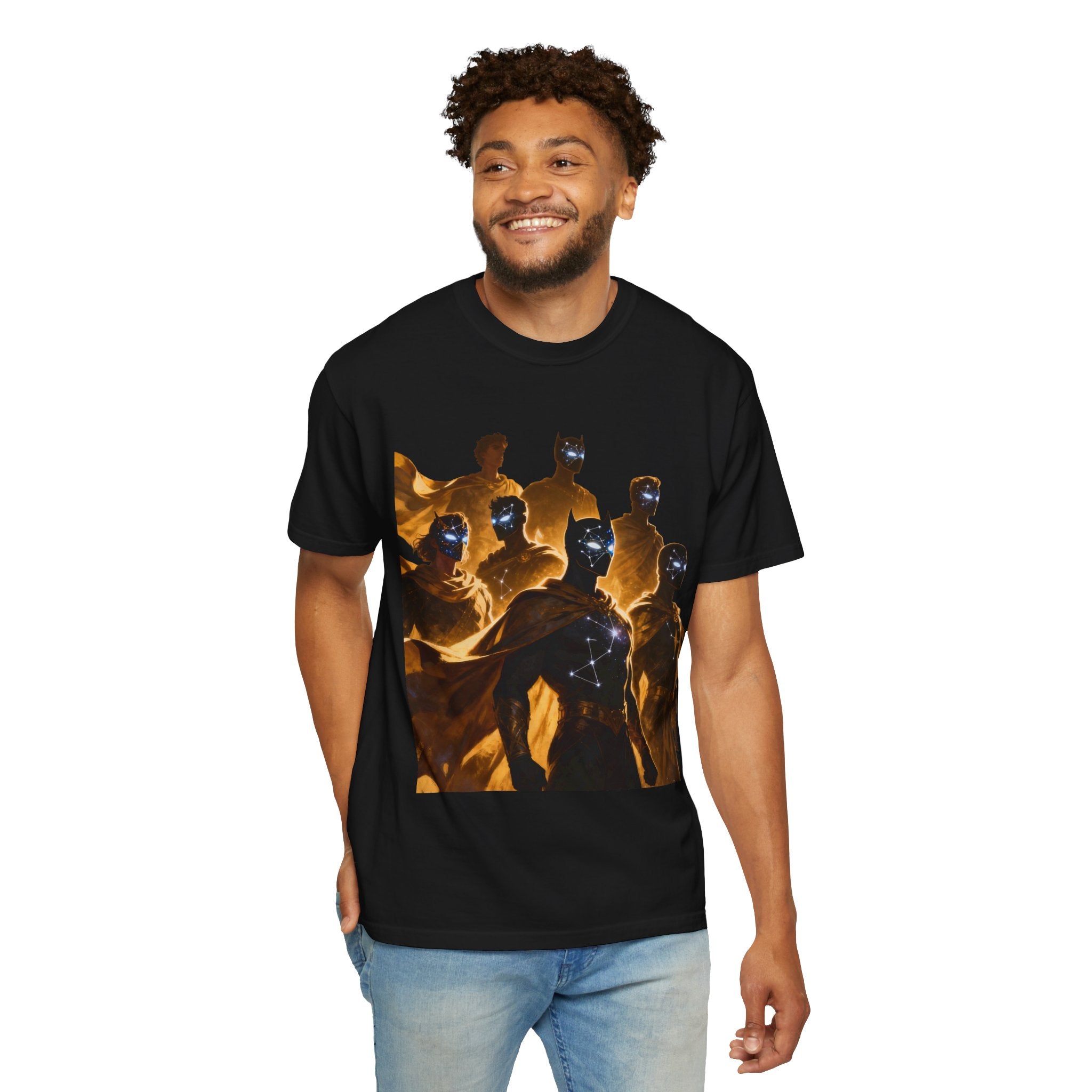 PRB Cosmic Heroes Graphic Tee (Golden Cloaks & Starry Faces) by Power Runs Black