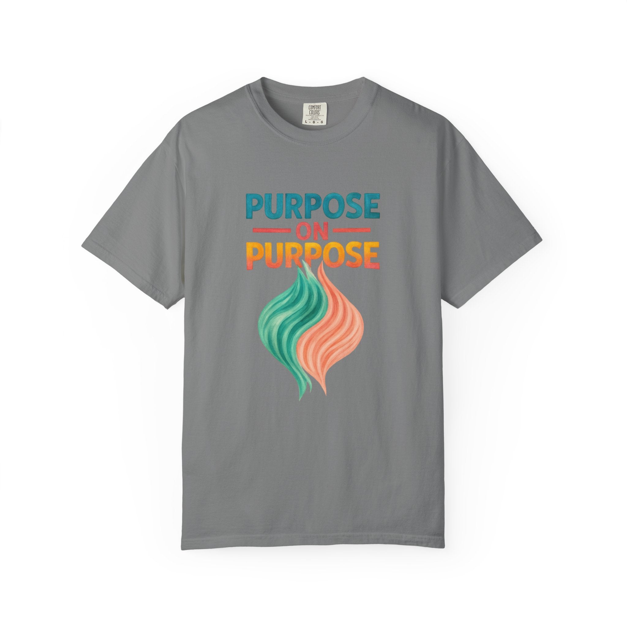 PRB Purpose On Purpose T-Shirt — Inspirational Graphic Tee with Abstract Wave Design by Power Runs Black