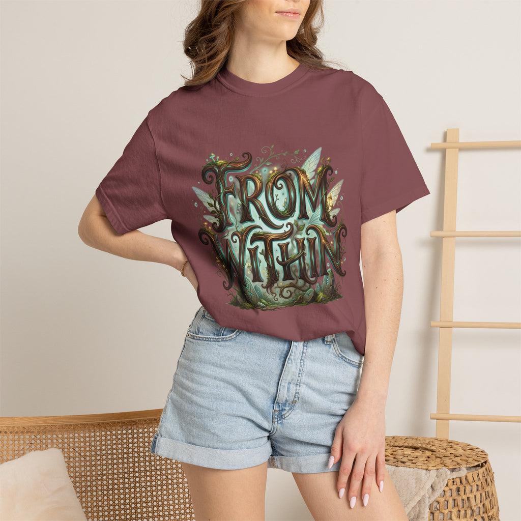 Power Runs Black PRB From Within T-shirt | Nature Typography Forest Illustration by Printify
