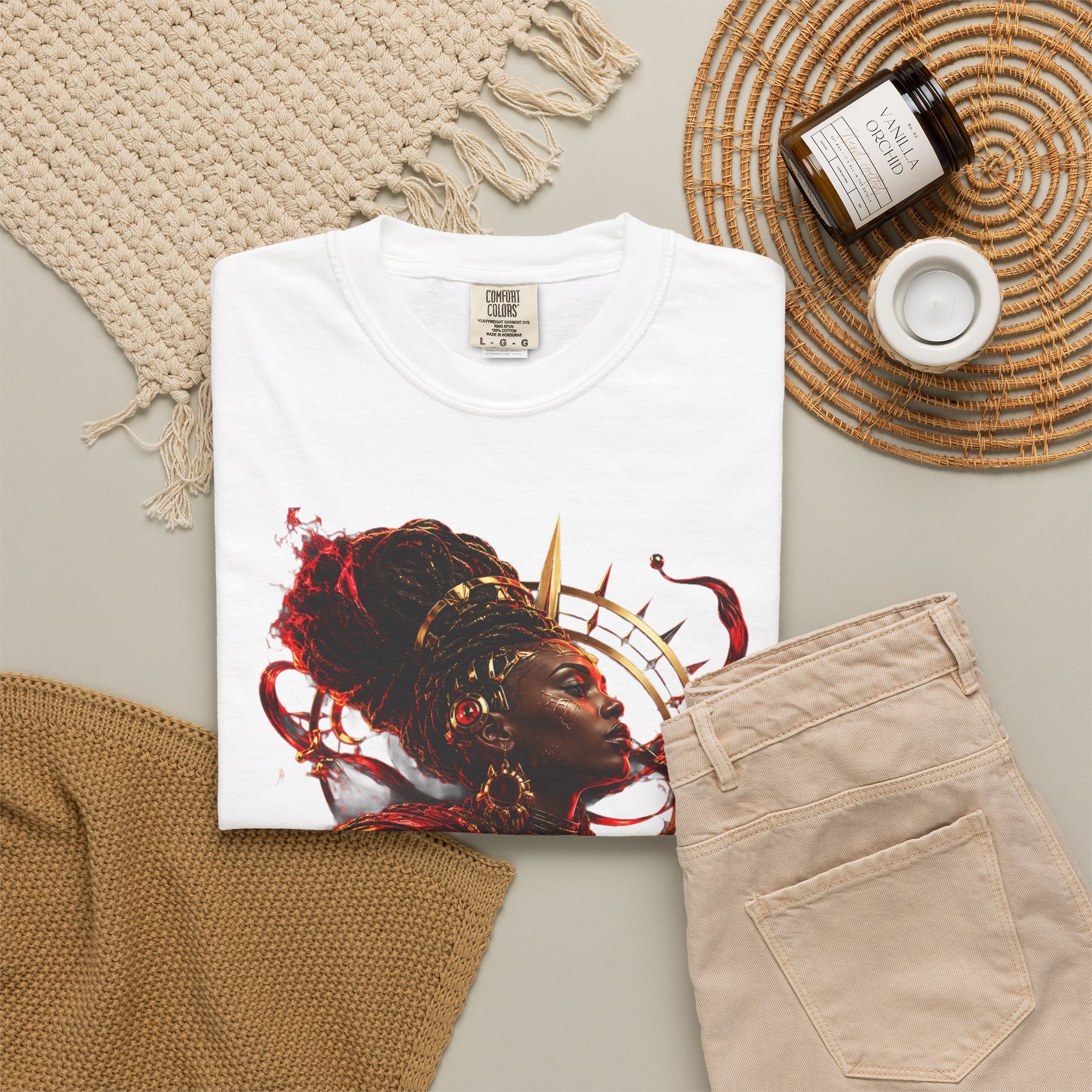 Power Runs Black T-Shirt — Afrocentric Crowned Goddess Graphic Tee by Printify