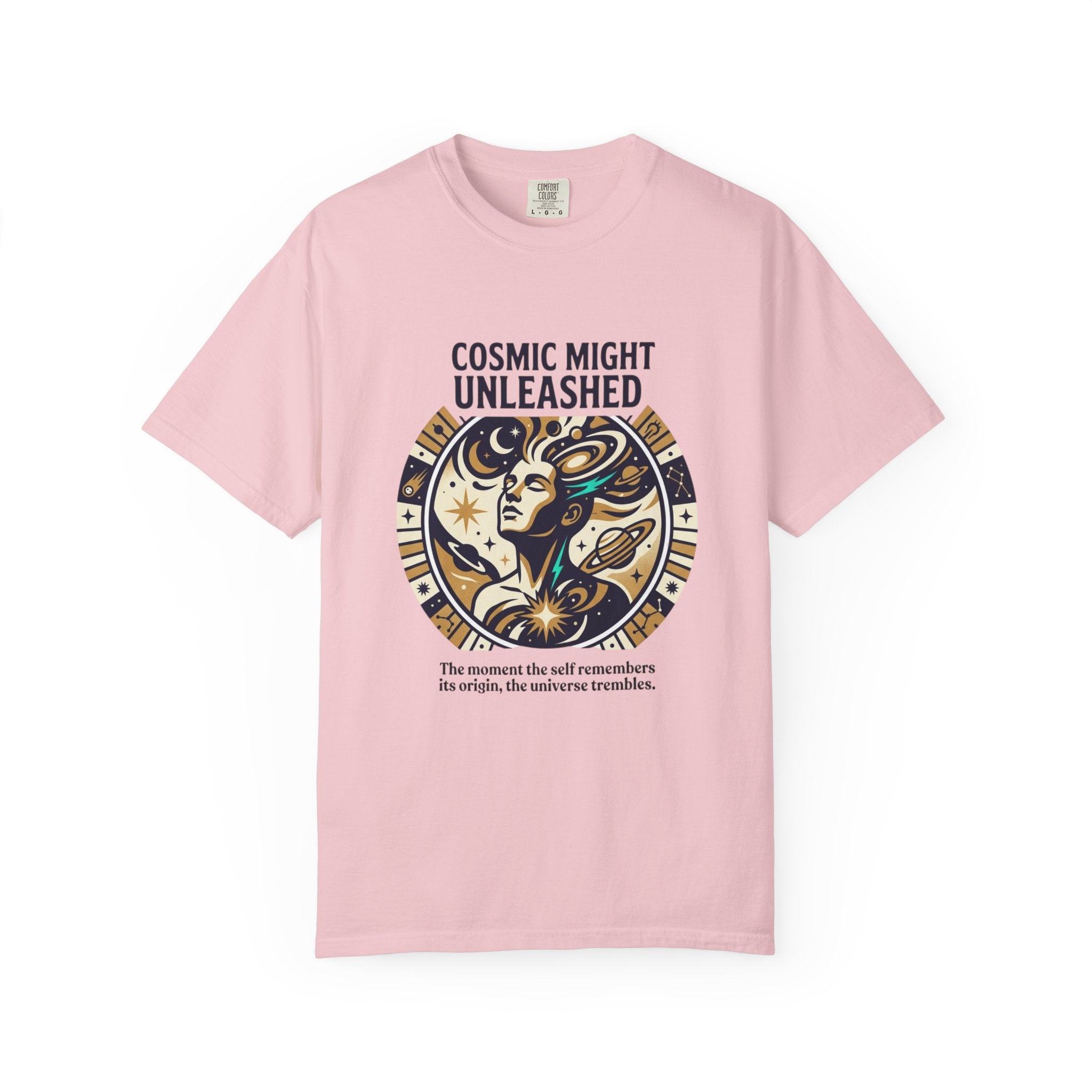 PRB Starforged Flex Cosmic Might Unleashed Graphic T-Shirt — Celestial Stag Astrology Tee by Power Runs Black