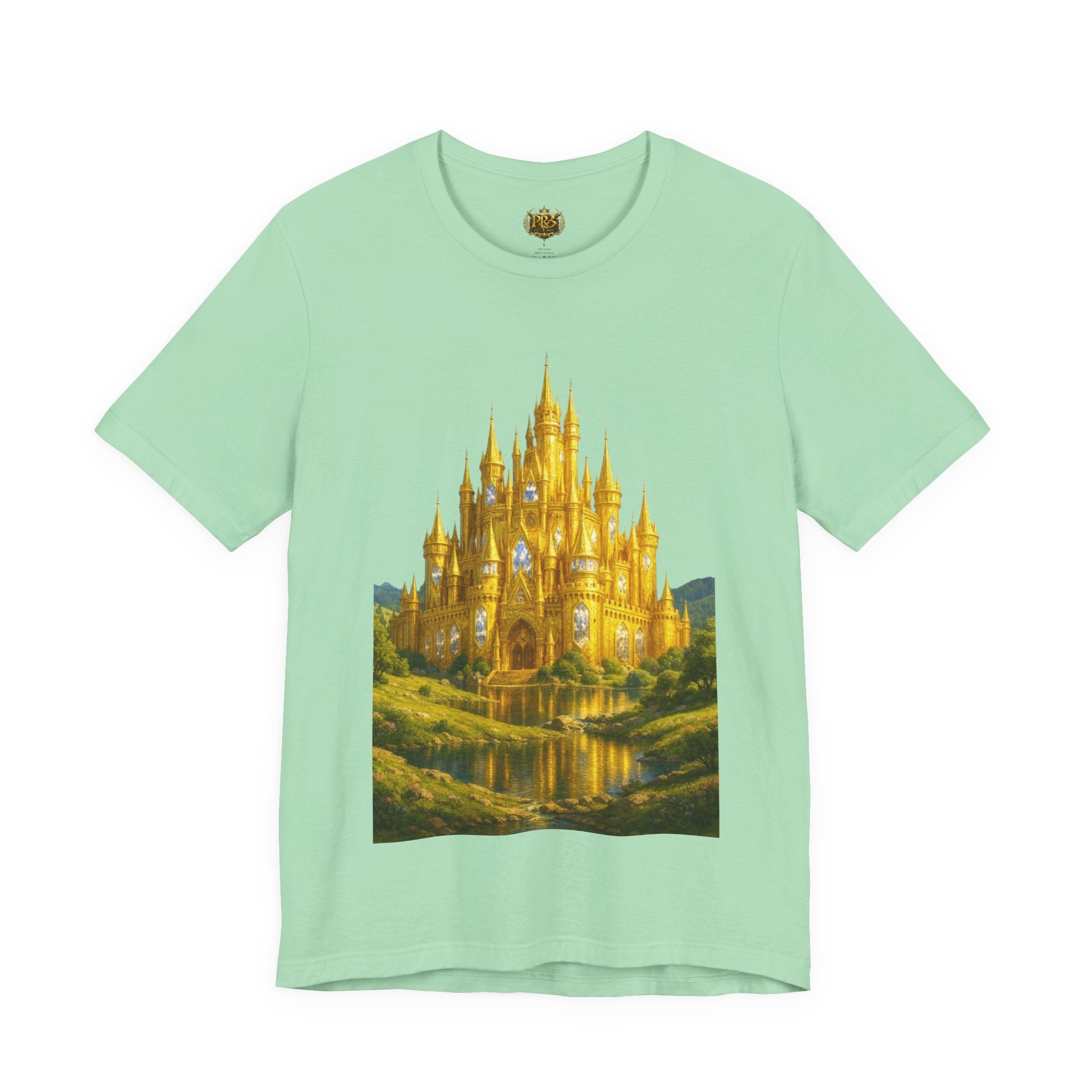 PRB Golden Fantasy Castle Tee | Magical Kingdom Illustration, Fairytale Scene by Power Runs Black
