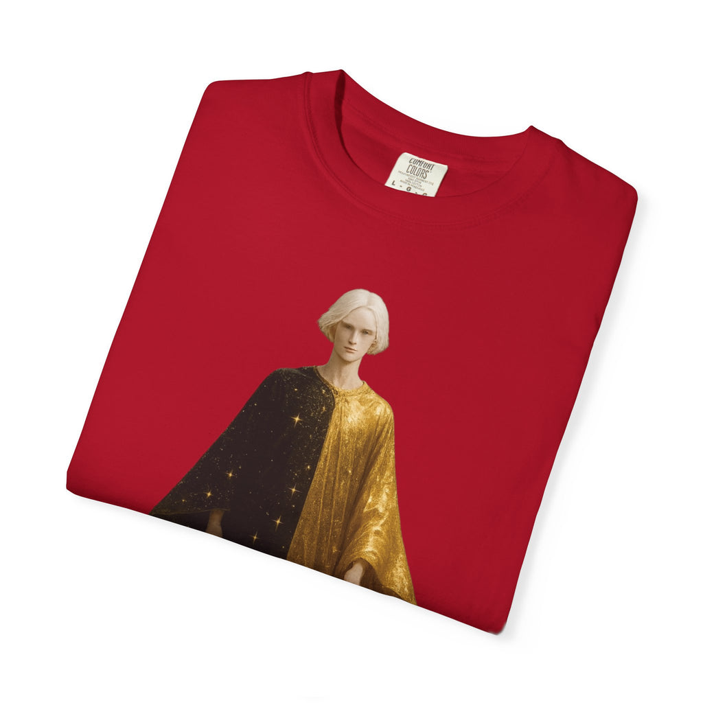 Power Runs Black PRB Twelfth Golden Cloak Figure T-Shirt | Surreal Angelic Portrait by Power Runs Black