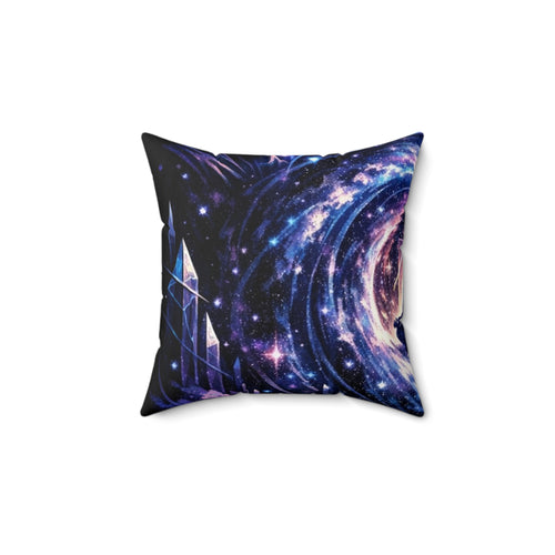 Galaxy Vortex Crystal Pillow | Space Nebula Decorative Pillow by Printify