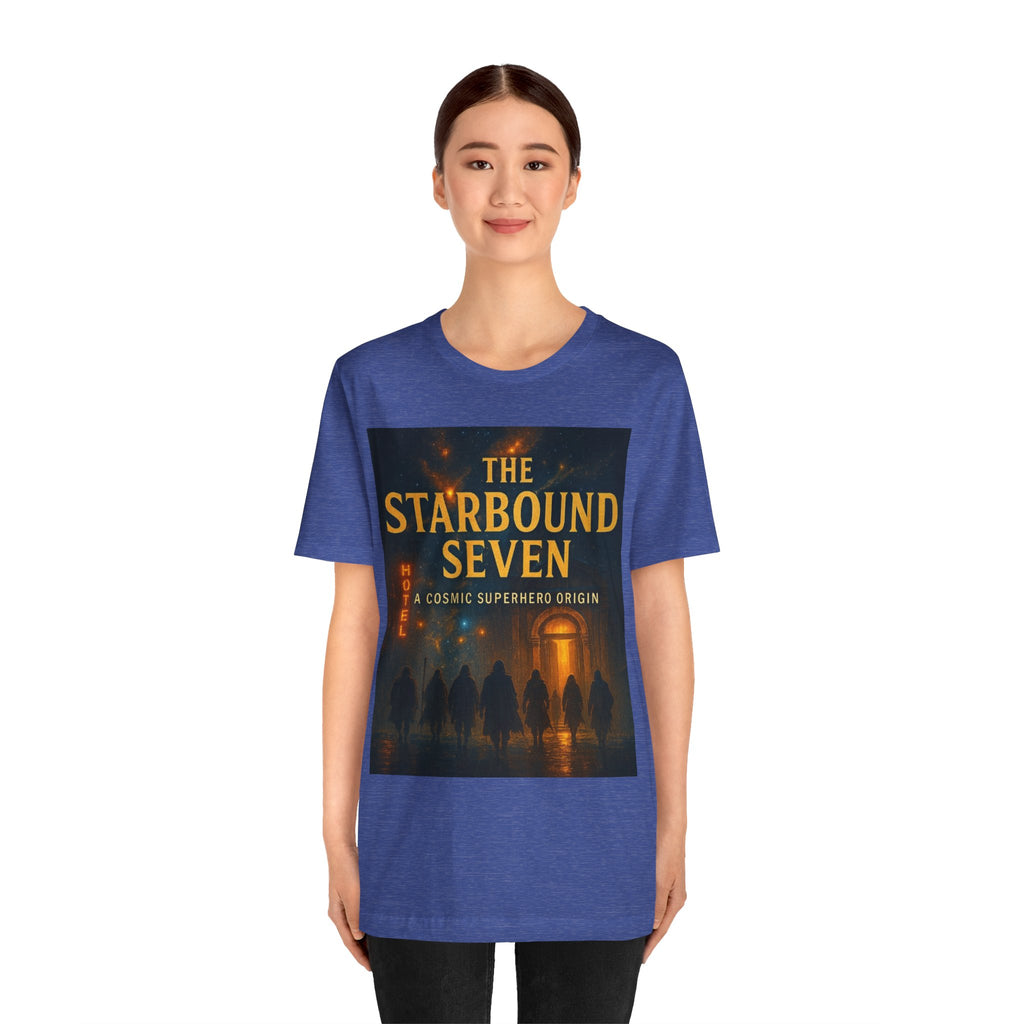 Power Runs Black PRB The Starbound Seven Tee – Retro Cosmic Superhero Poster Shirt by Power Runs Black
