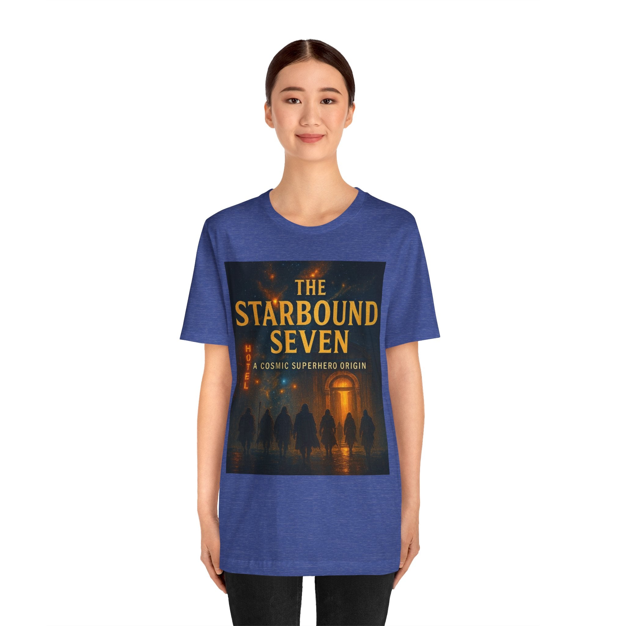 Power Runs Black PRB The Starbound Seven Tee – Retro Cosmic Superhero Poster Shirt by Power Runs Black