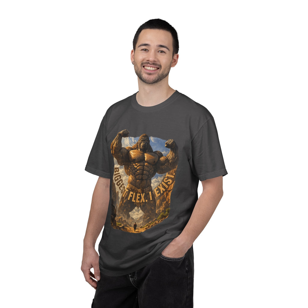 Power Runs Black PRB Biggest Flex I Exist T-Shirt — Funny Muscle Gorilla Graphic Tee by Printify