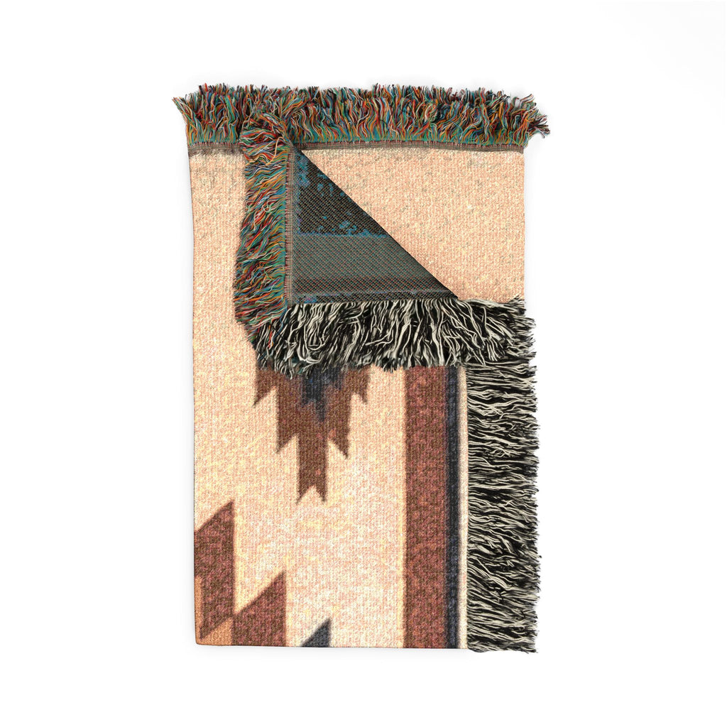 Power Runs Black PRB Southwestern Navajo Diamond Woven Blanket | Aztec Throw Blanket by Printify