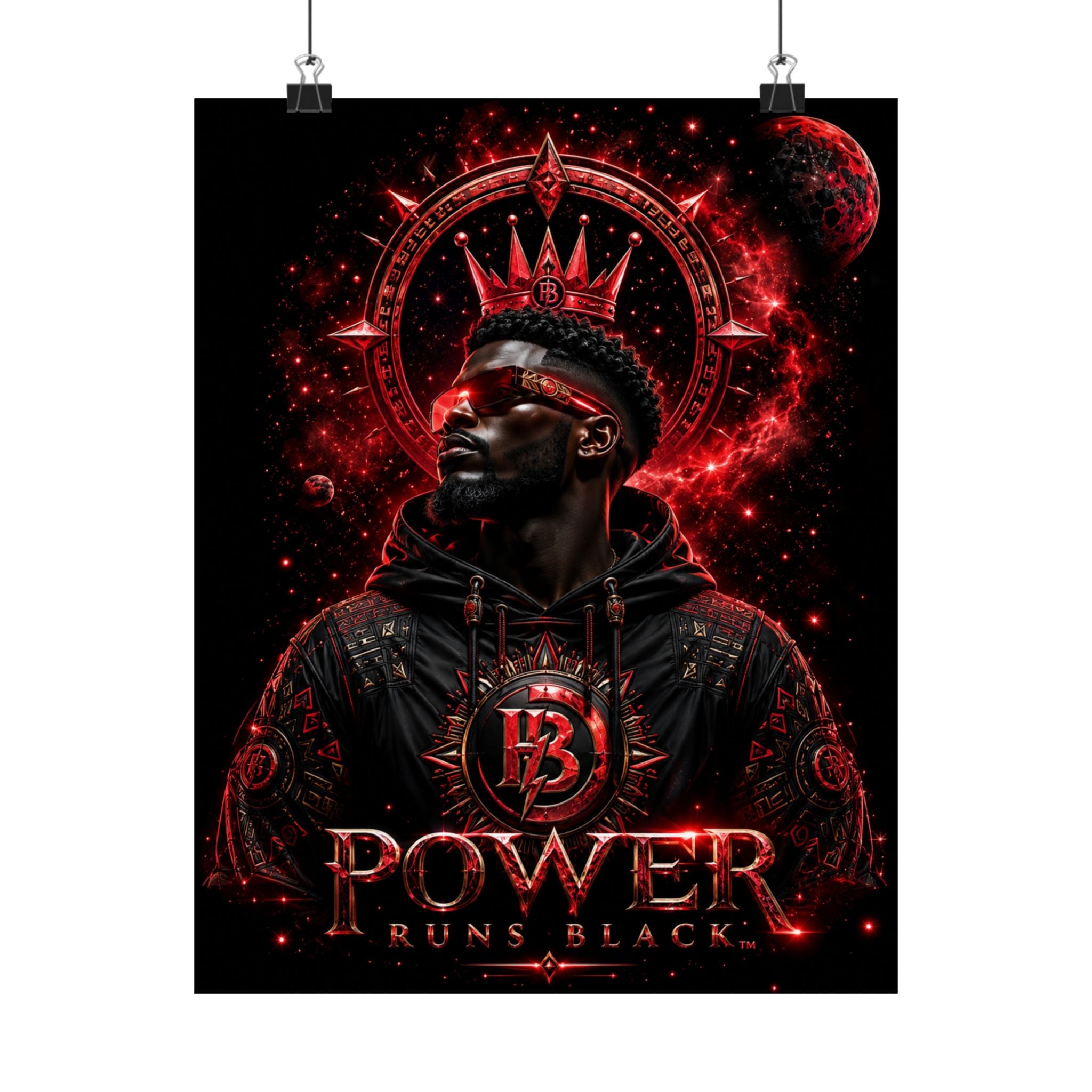 Power Runs Black Matte Poster — Afrocentric King Portrait (Vertical) by Power Runs Black