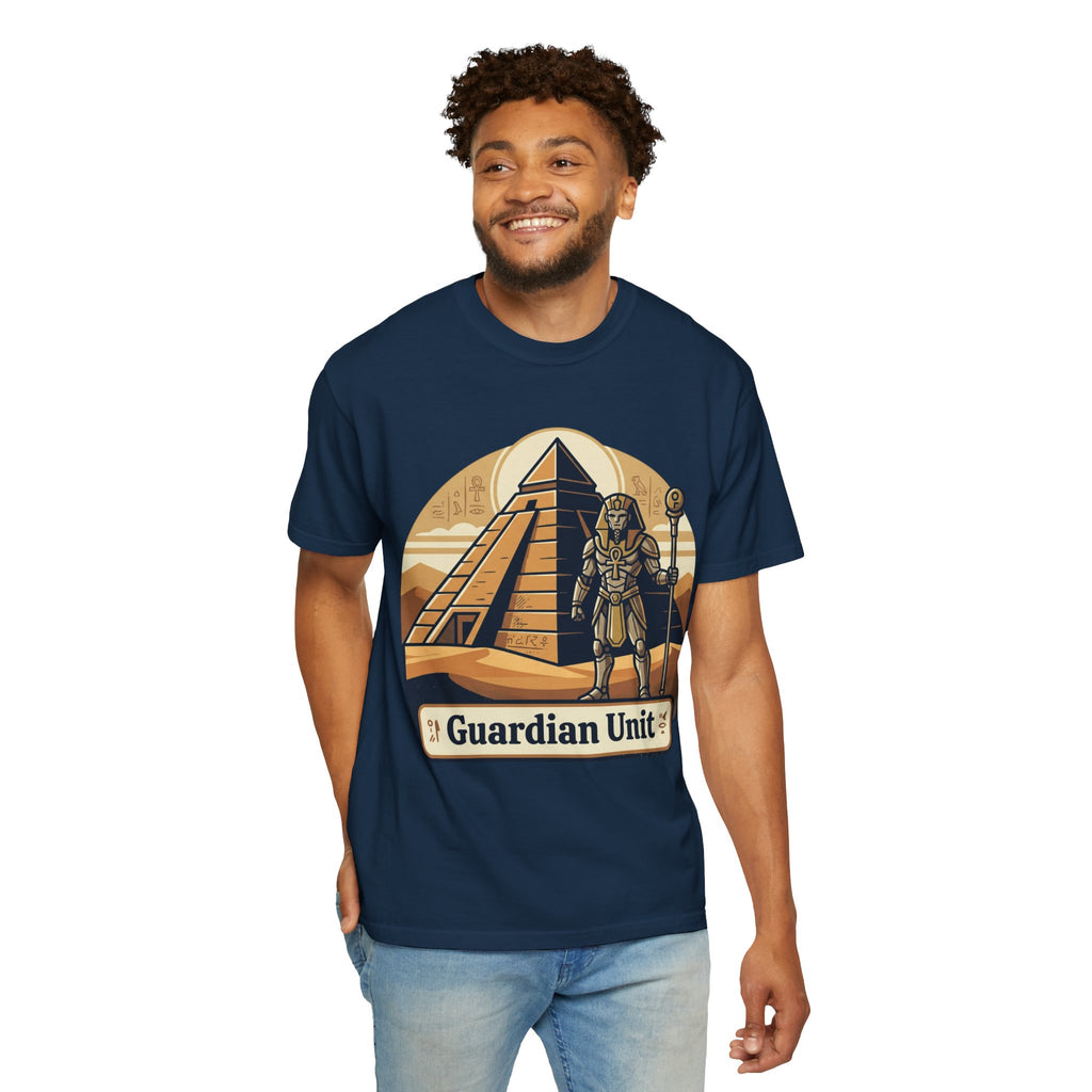 Power Runs Black PRB Guardian Unit T-Shirt — Egyptian Pyramid Sci‑Fi Graphic Tee by Power Runs Black