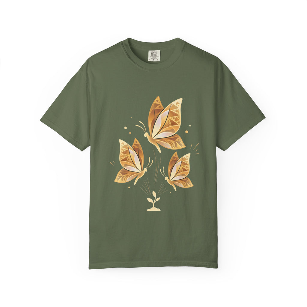 Autumn Leaf Trio T-Shirt | Vintage Garment-Dyed Fall Graphic Tee by Printify