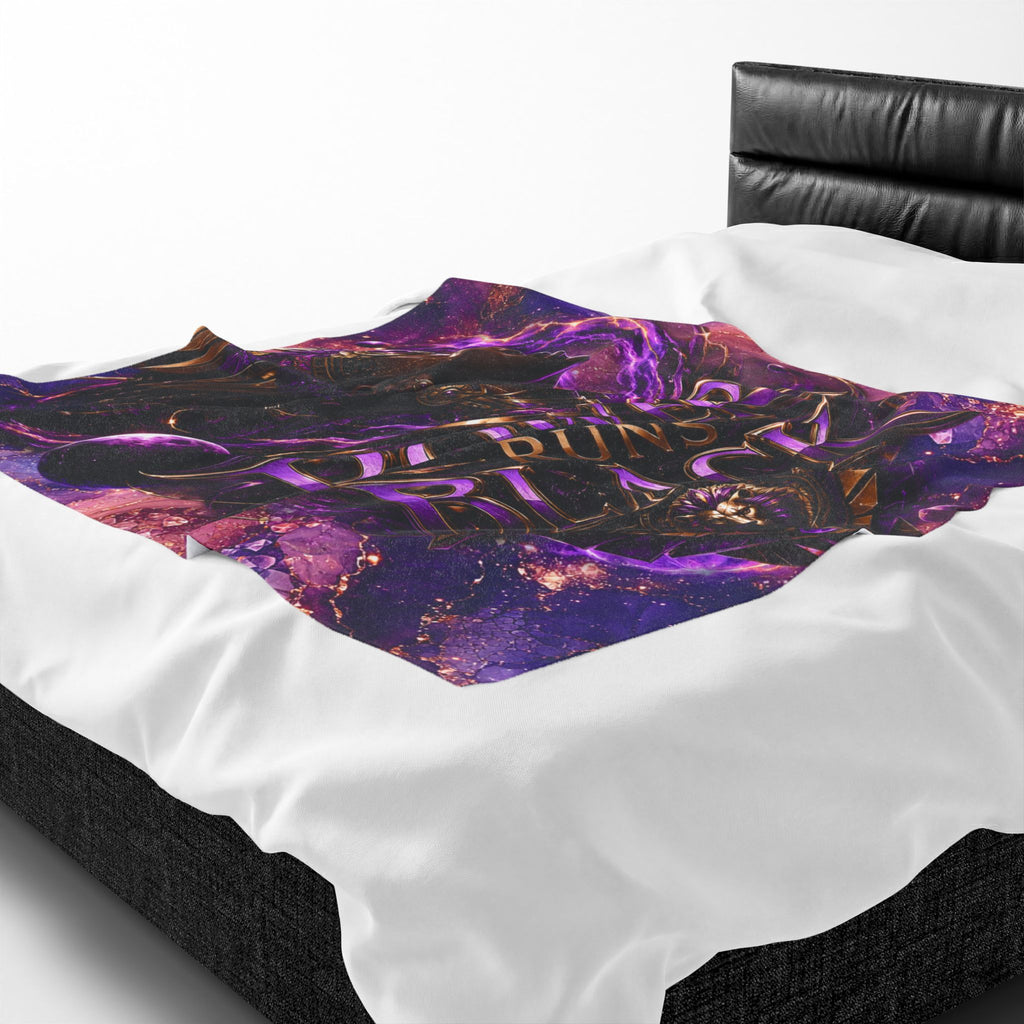Power Runs Black Velveteen Plush Blanket - "Power Runs Black" Inspirational Afrocentric Throw Blanket by Power Runs Black