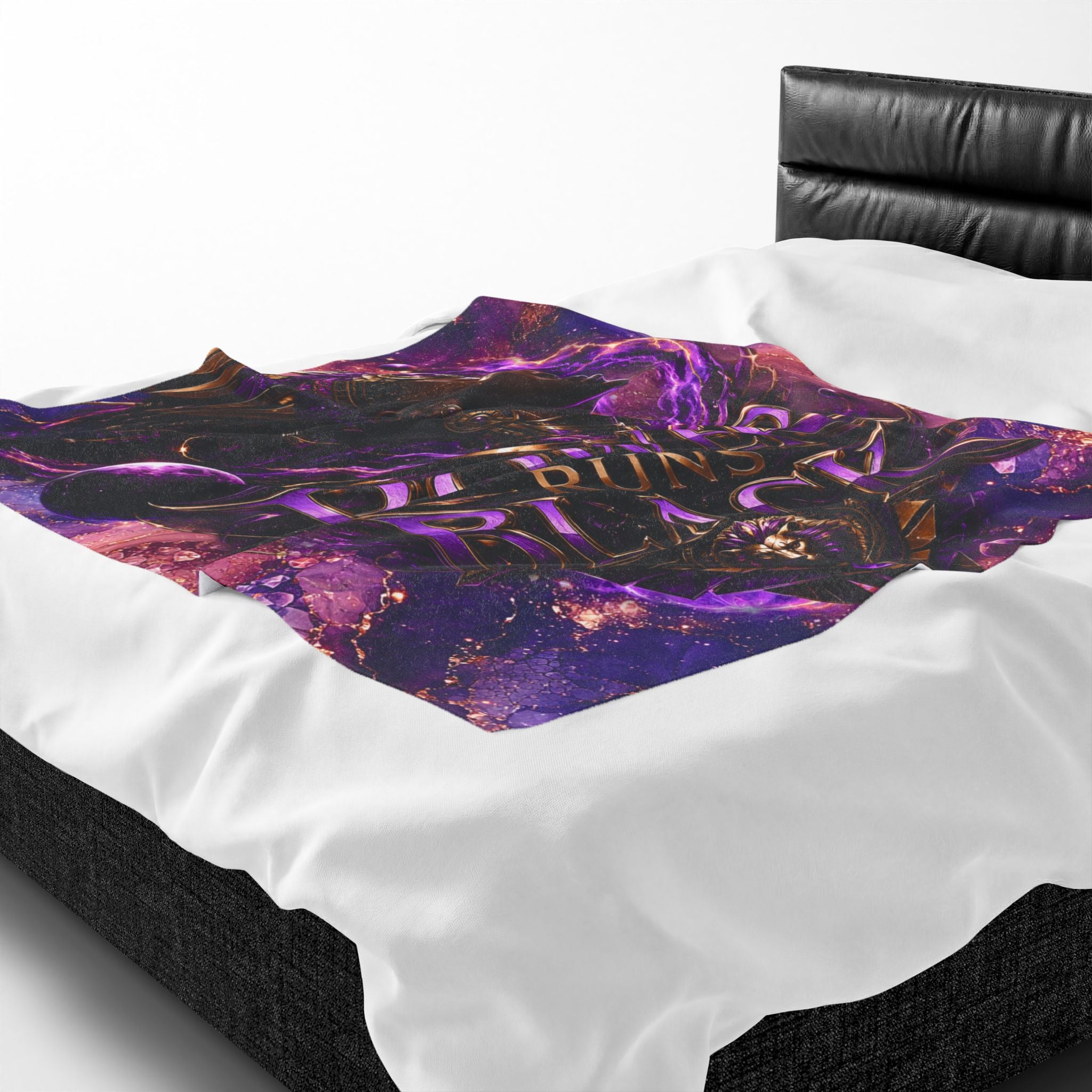 Power Runs Black Velveteen Plush Blanket - "Power Runs Black" Inspirational Afrocentric Throw Blanket by Power Runs Black