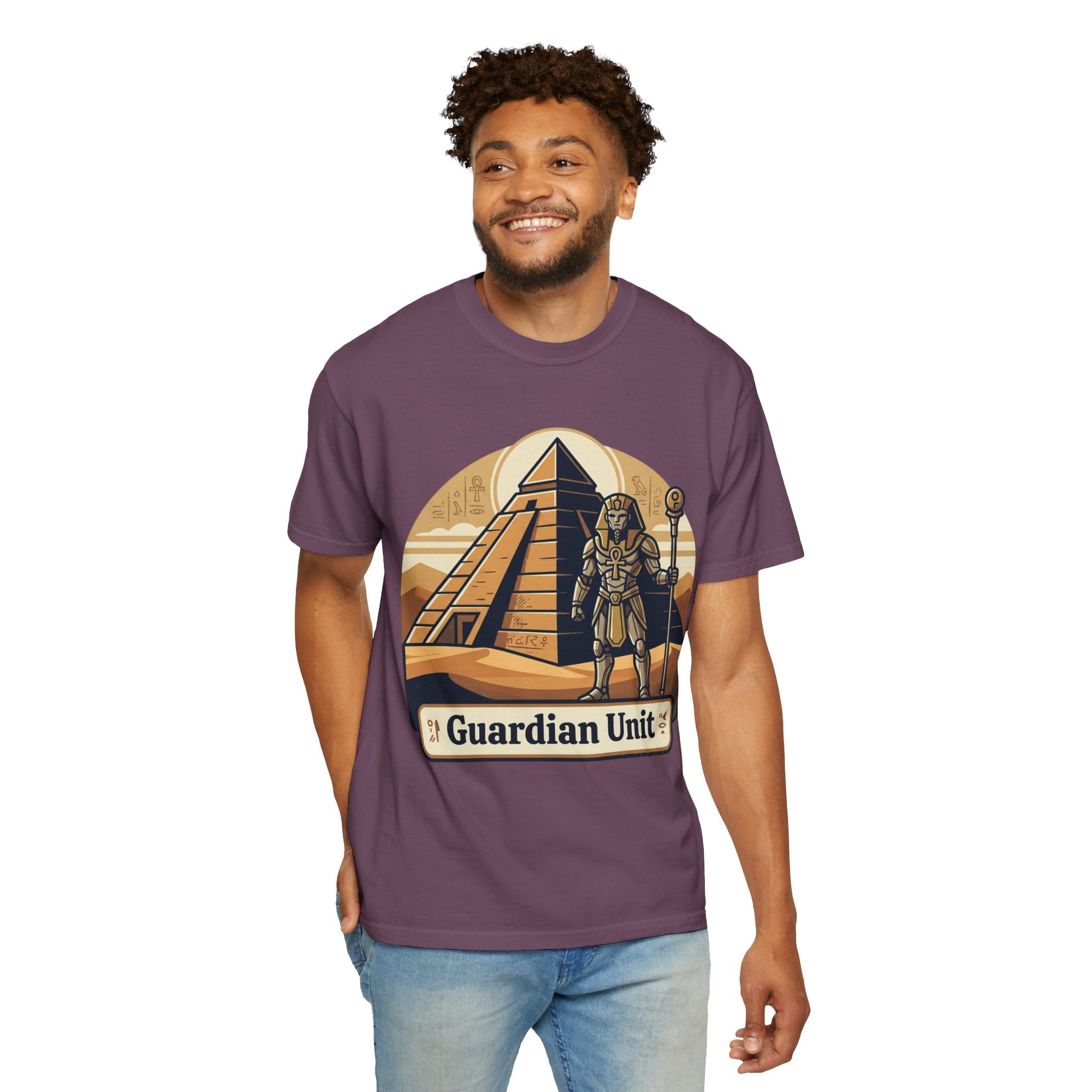 Power Runs Black PRB Guardian Unit T-Shirt — Egyptian Pyramid Sci‑Fi Graphic Tee by Power Runs Black