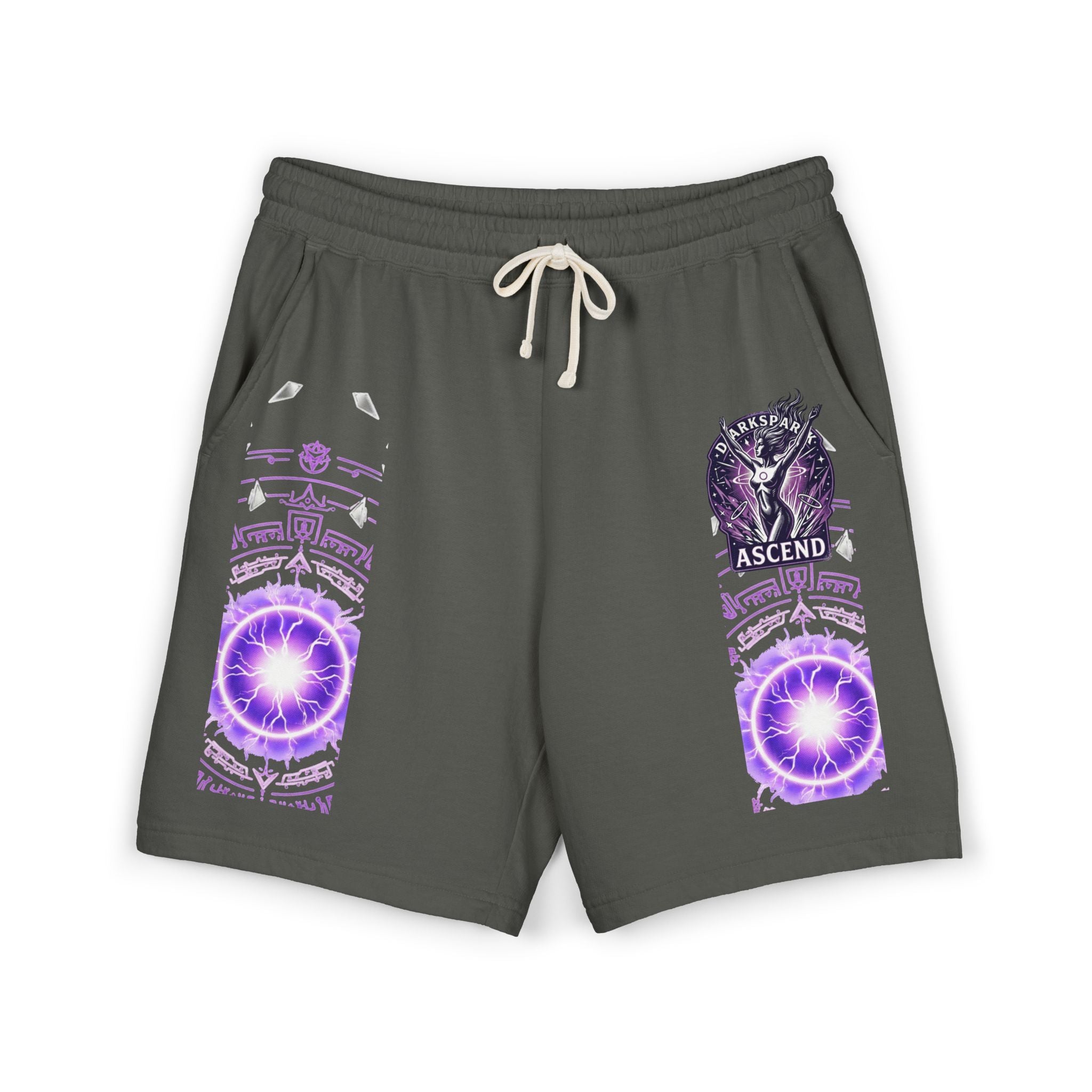 Power Runs Black PRB Ascend Graphic Sweat Shorts — Light Fleece Athletic Lounge Shorts by Printify