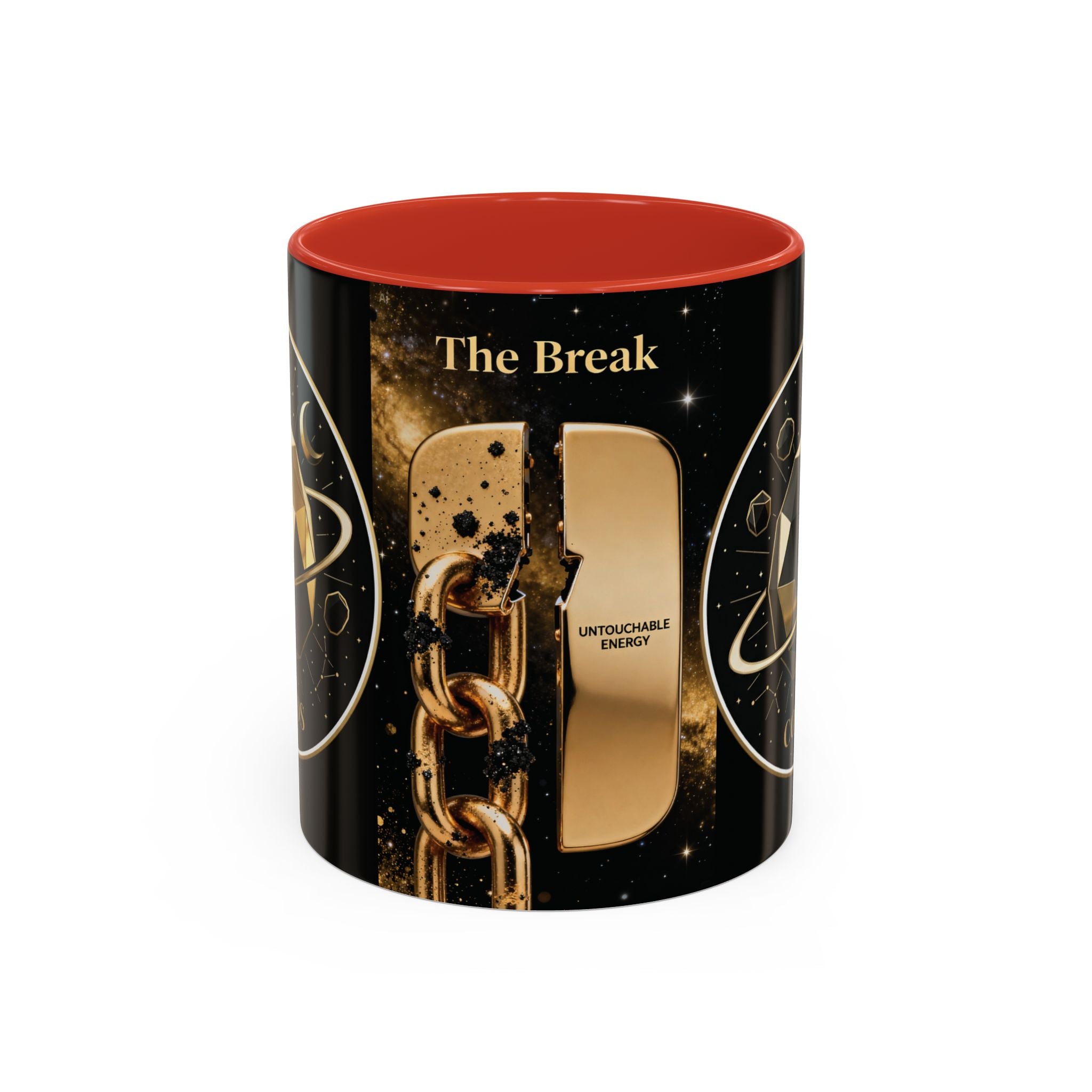 PRB Gold Cosmos Design Accent Coffee Mug | The Break, Planet Illustration by Printify