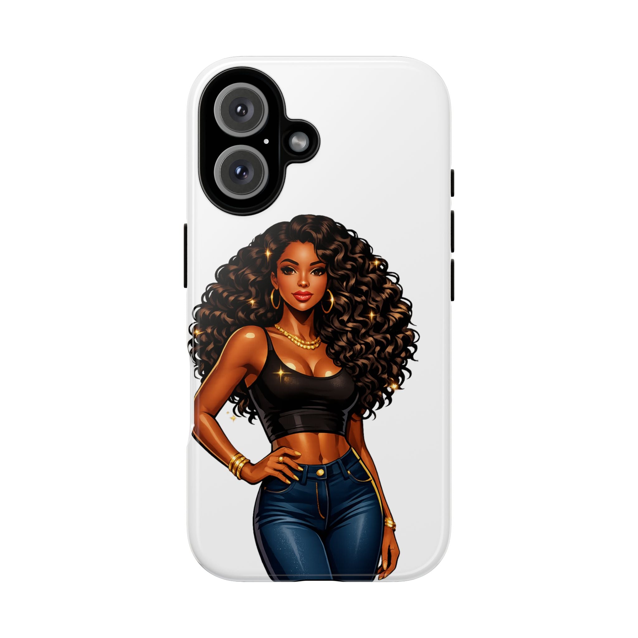 Pretty Rich Bitch by PRB Curly Hair Phone Case by Power Runs Black