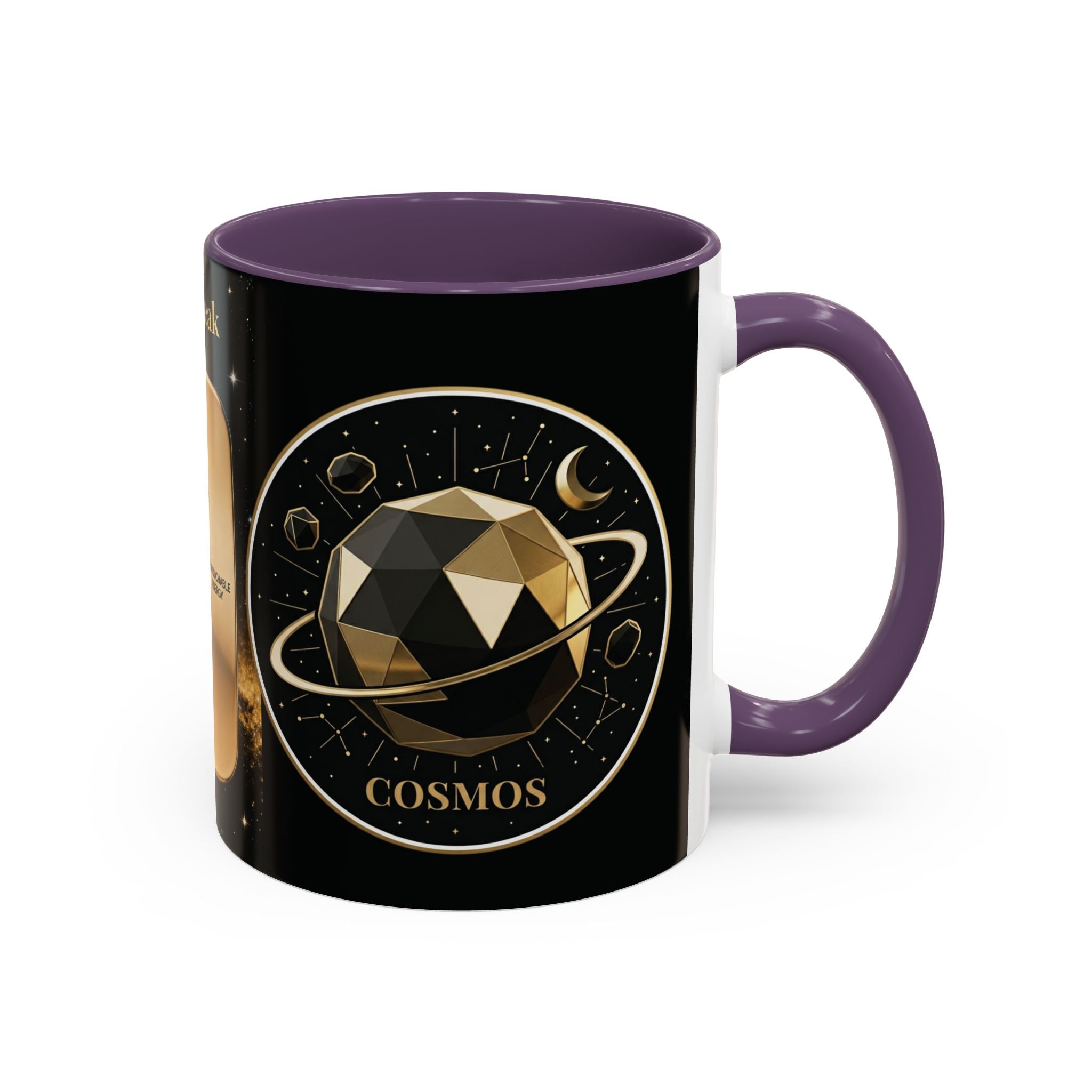 PRB Gold Cosmos Design Accent Coffee Mug | The Break, Planet Illustration by Printify