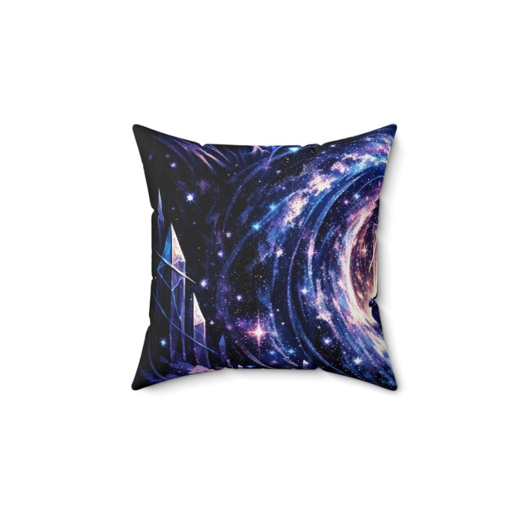 PRB Galaxy Crystal Pillow — Space Swirl Decorative Throw Pillow by Power Runs Black