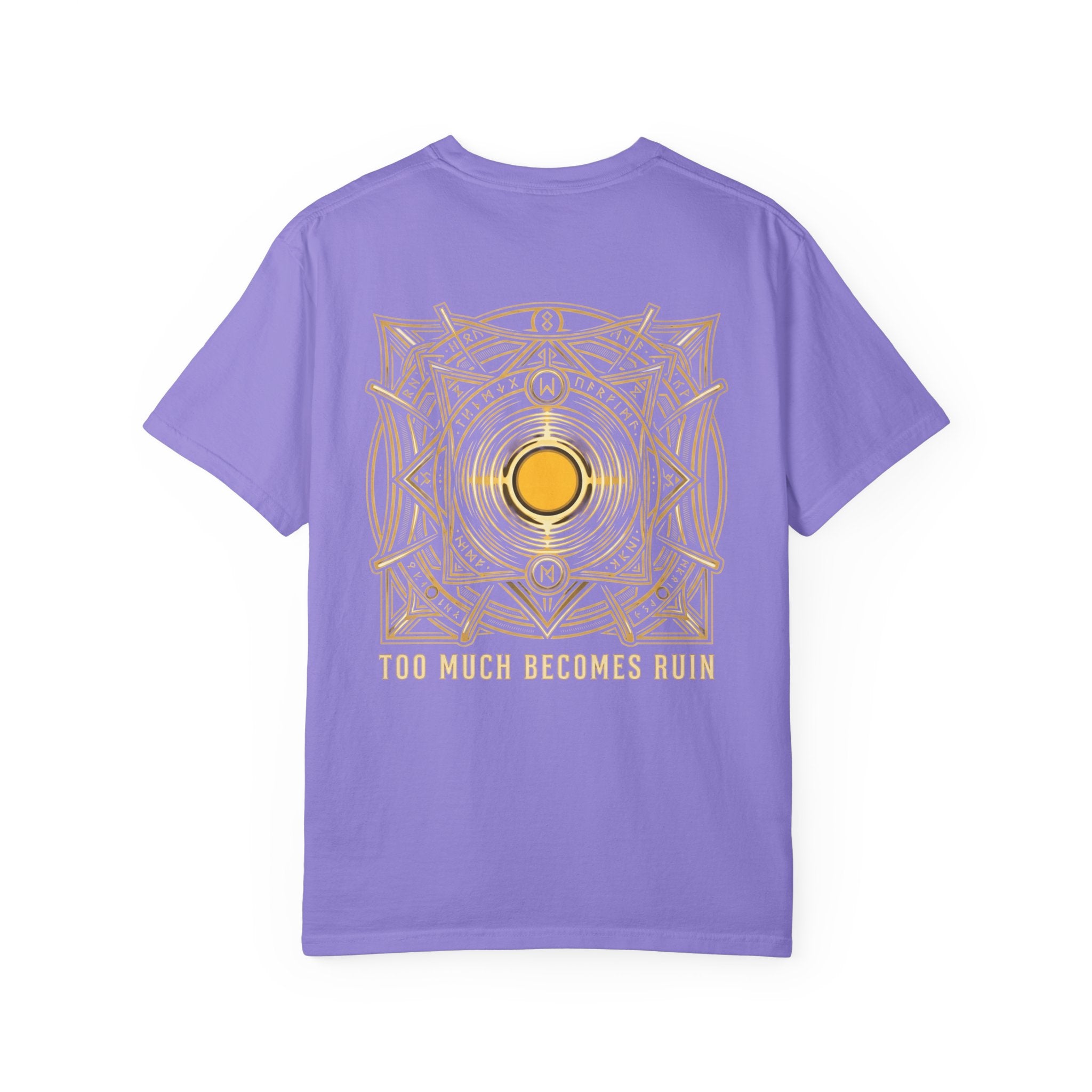Power Runs Black PRB — Veyra Kain Geometric Sigil Tee with “Too Much Becomes Ruin” Graphic T-Shirt by Power Runs Black