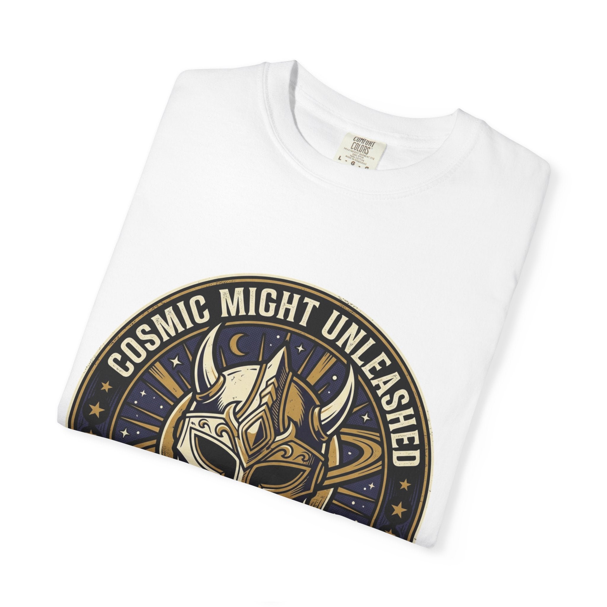 PRB Starforged Flex Cosmic Might Unleashed T-Shirt — Mythic Helmet Graphic Tee by Power Runs Black