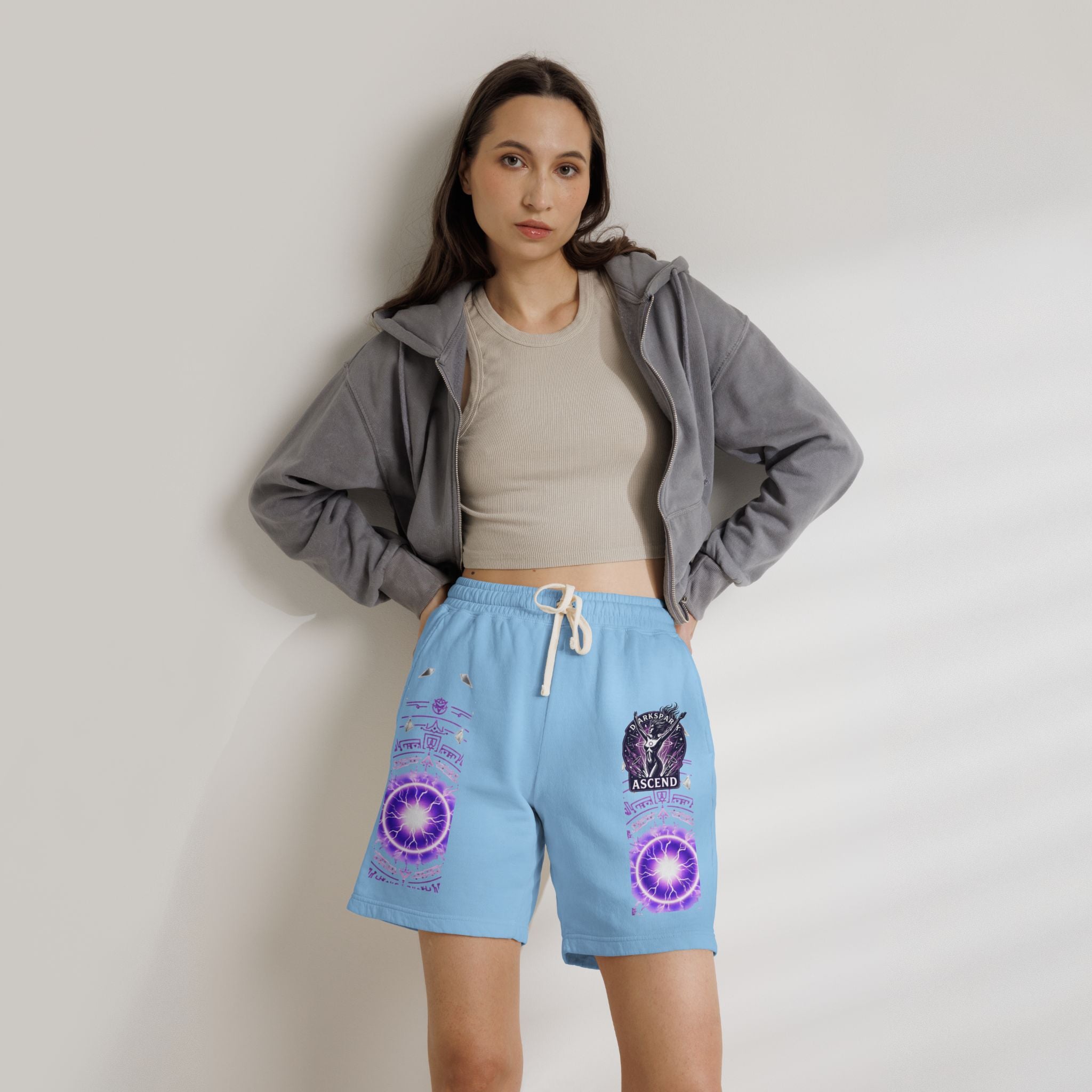 Power Runs Black PRB Ascend Graphic Sweat Shorts — Light Fleece Athletic Lounge Shorts by Printify