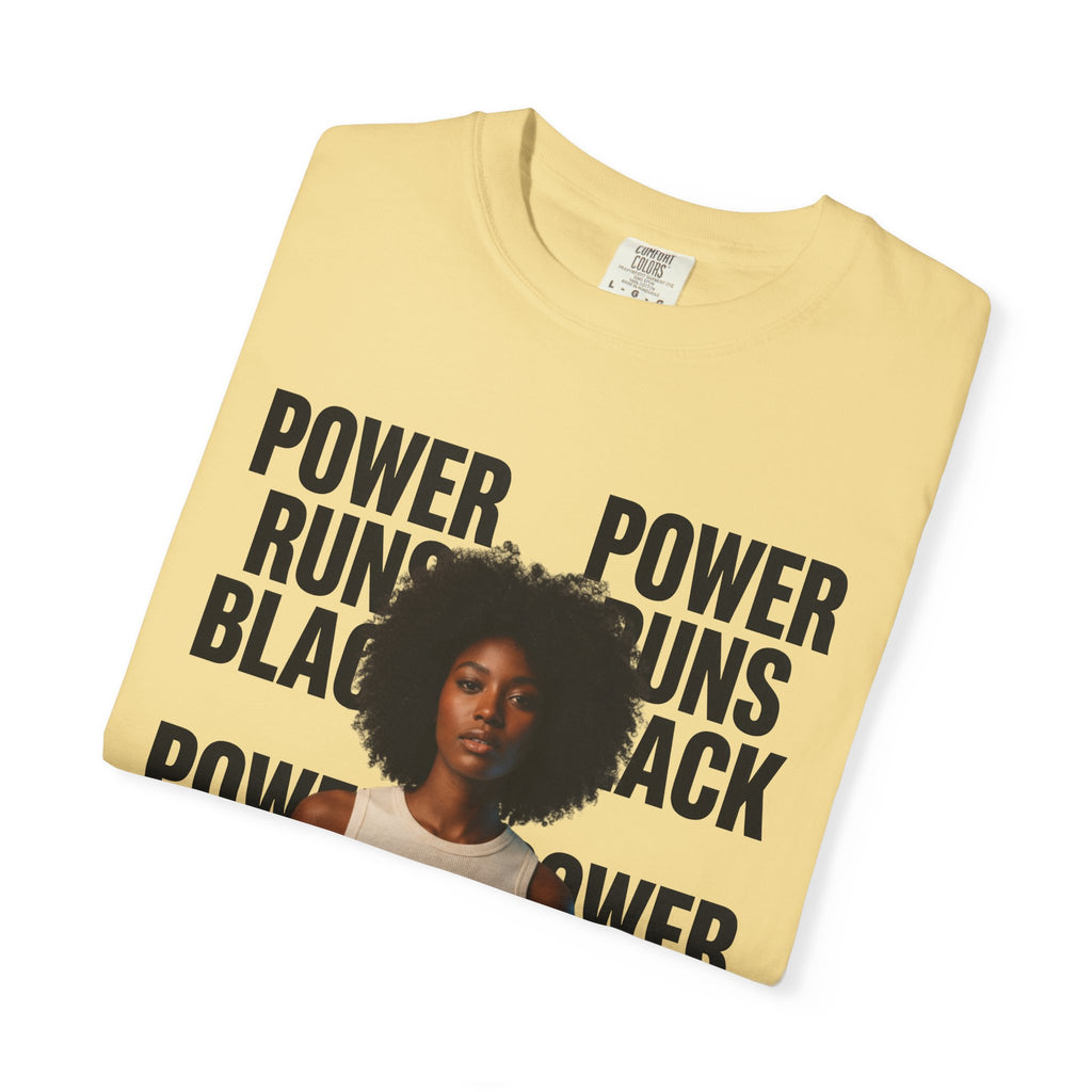 PRB Power Runs Black T-Shirt — Empowerment Portrait Tee by Power Runs Black