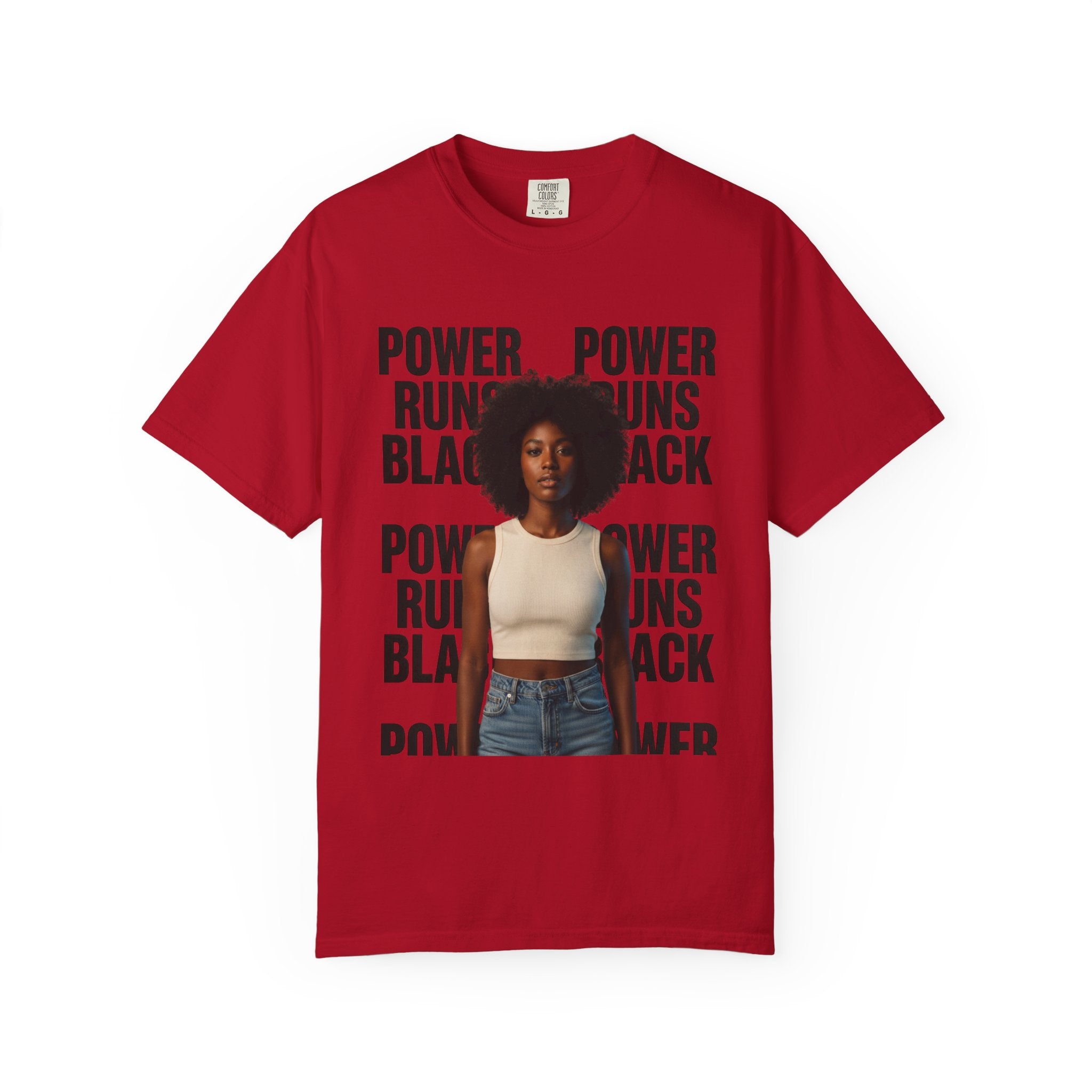 Power Runs Black PRB Power Runs Black T-Shirt — Empowerment Portrait Tee by Printify